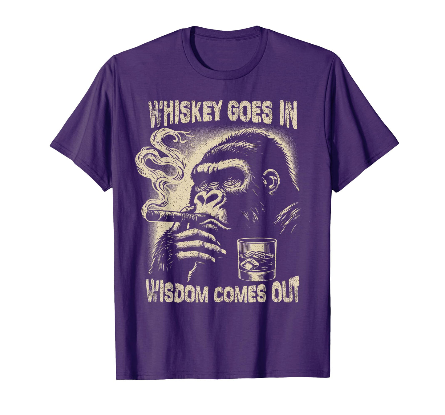 Whiskey Goes in Wisdom Comes Out Monkey Whiskey T-Shirt