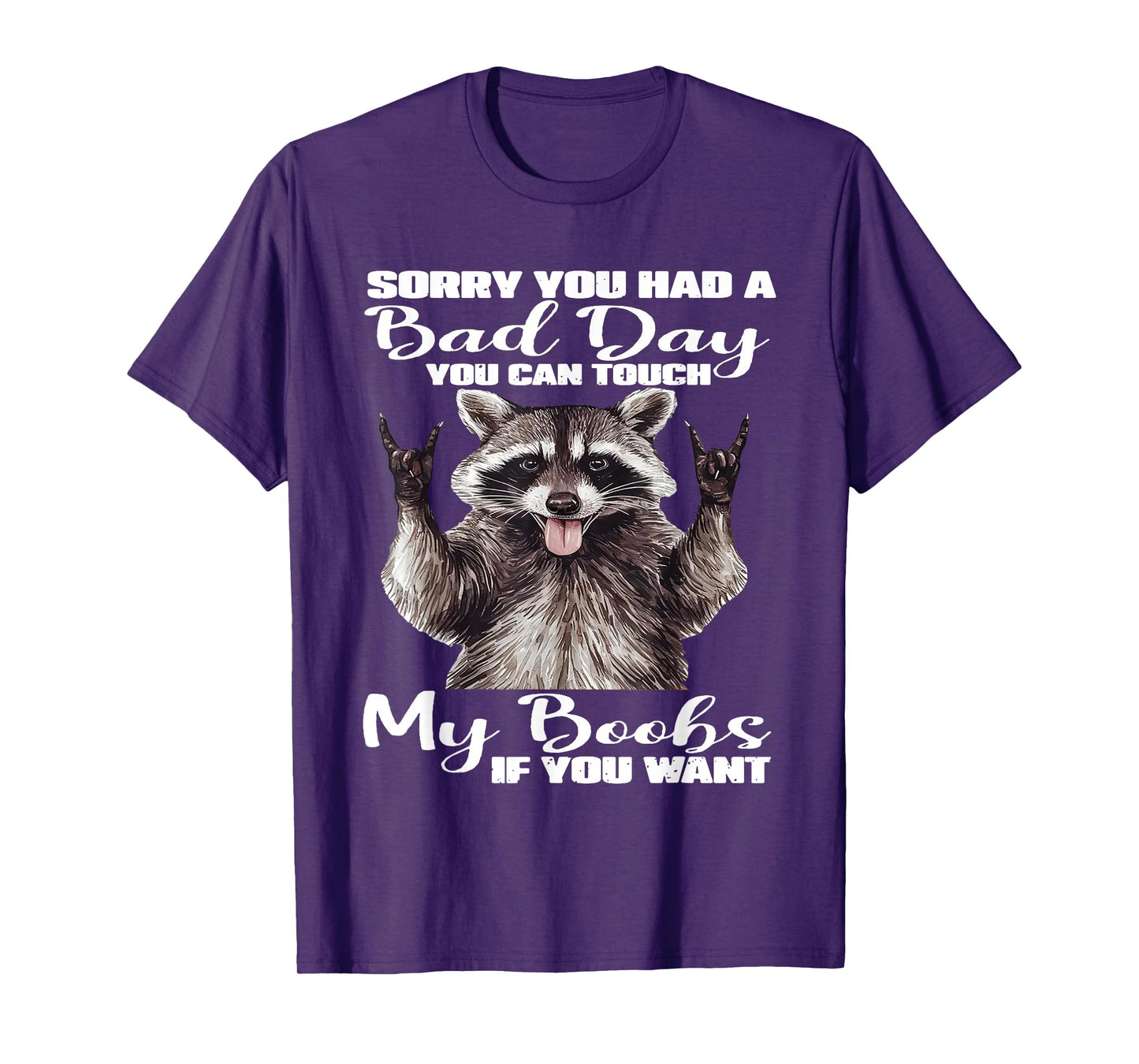 Raccoon Sorry You Had A Bad Day You Can Touch My Boobs Funny T-Shirt