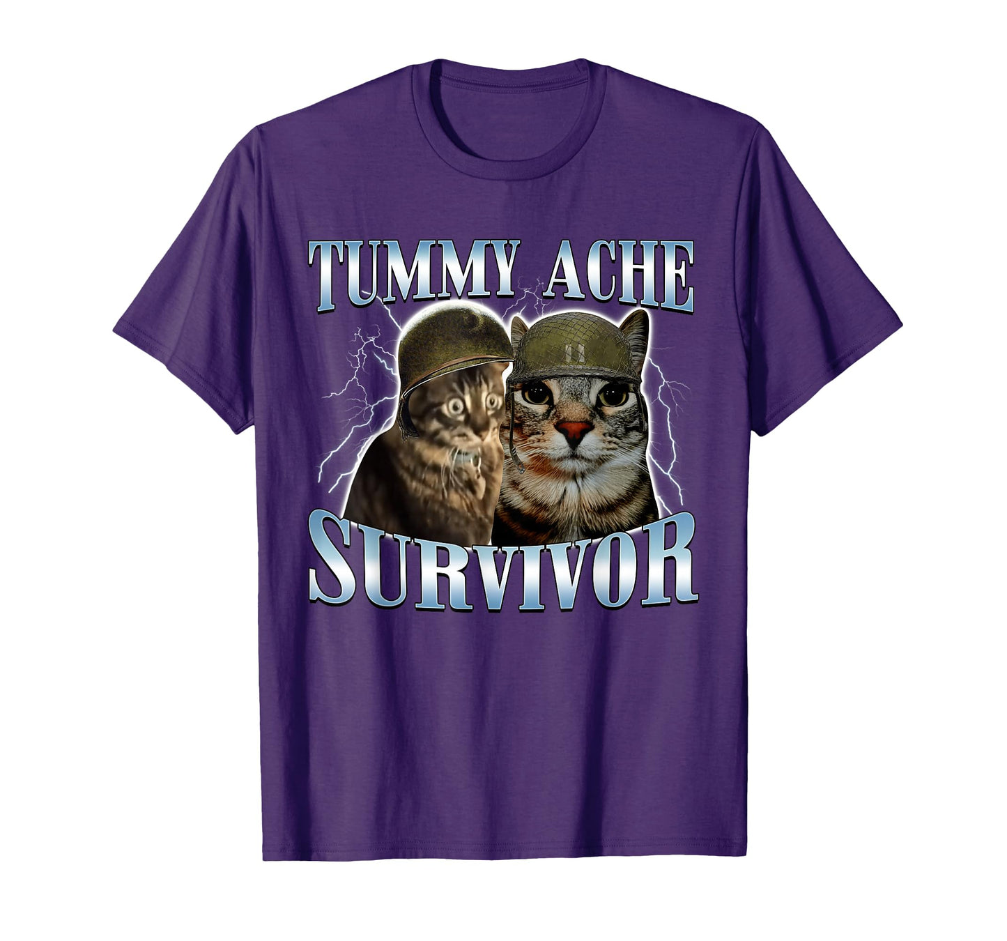 Tummy Ache Survivor Cat Meme Funny Saying Kitty Pet Animal T-Shirt