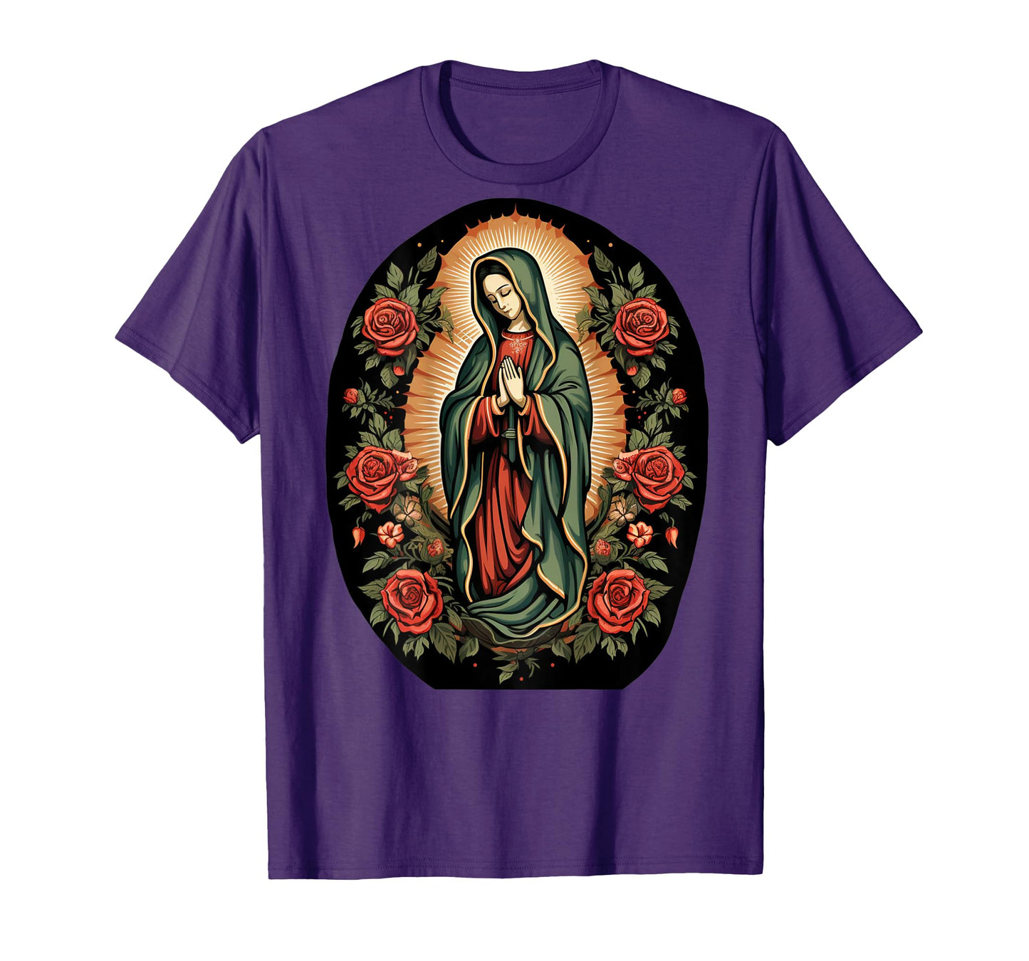 Our Lady De Guadalupe Sant Mary Back Print Christians T-Shirt