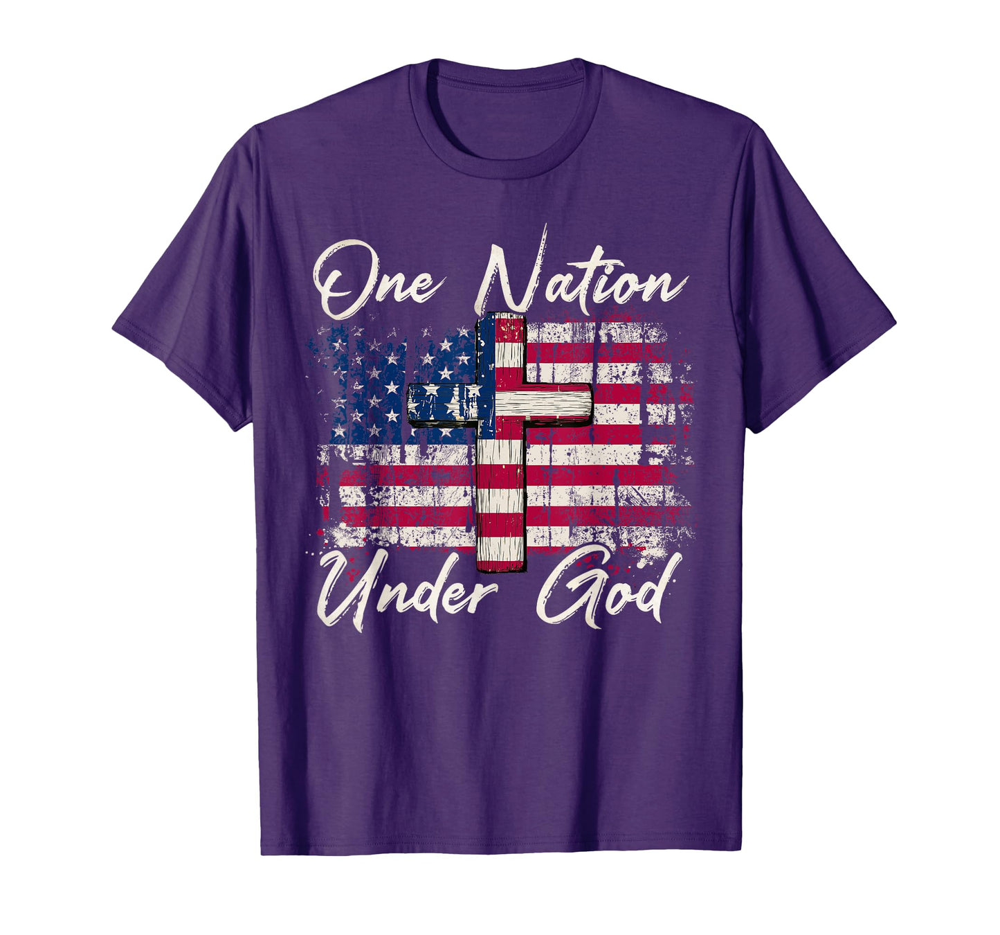 Vintage Flag One Nation Under God 4th of July Patriotic T-Shirt