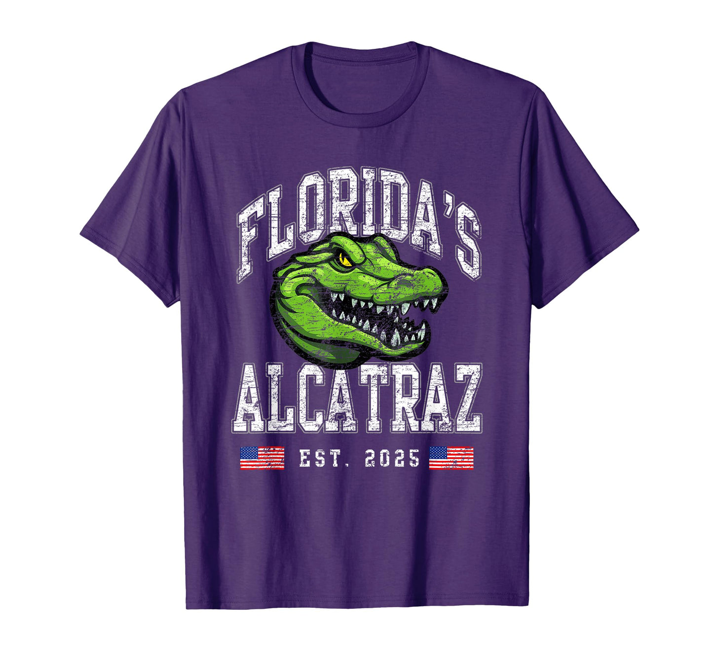 Floridas Alcatraz USA Est 2025 Funny American Flag Patriotic T-Shirt