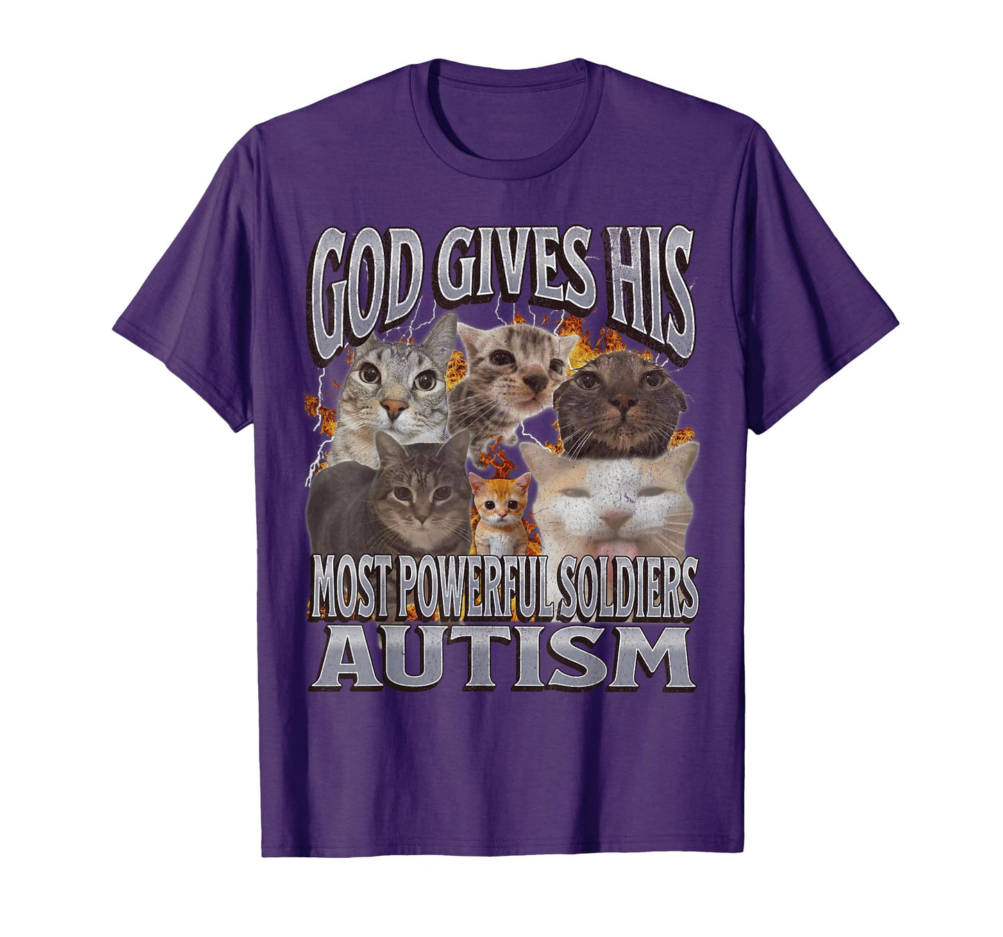God Gives His Most Powerful Autism Funny Cat Meme Bootleg T-Shirt for Men Women