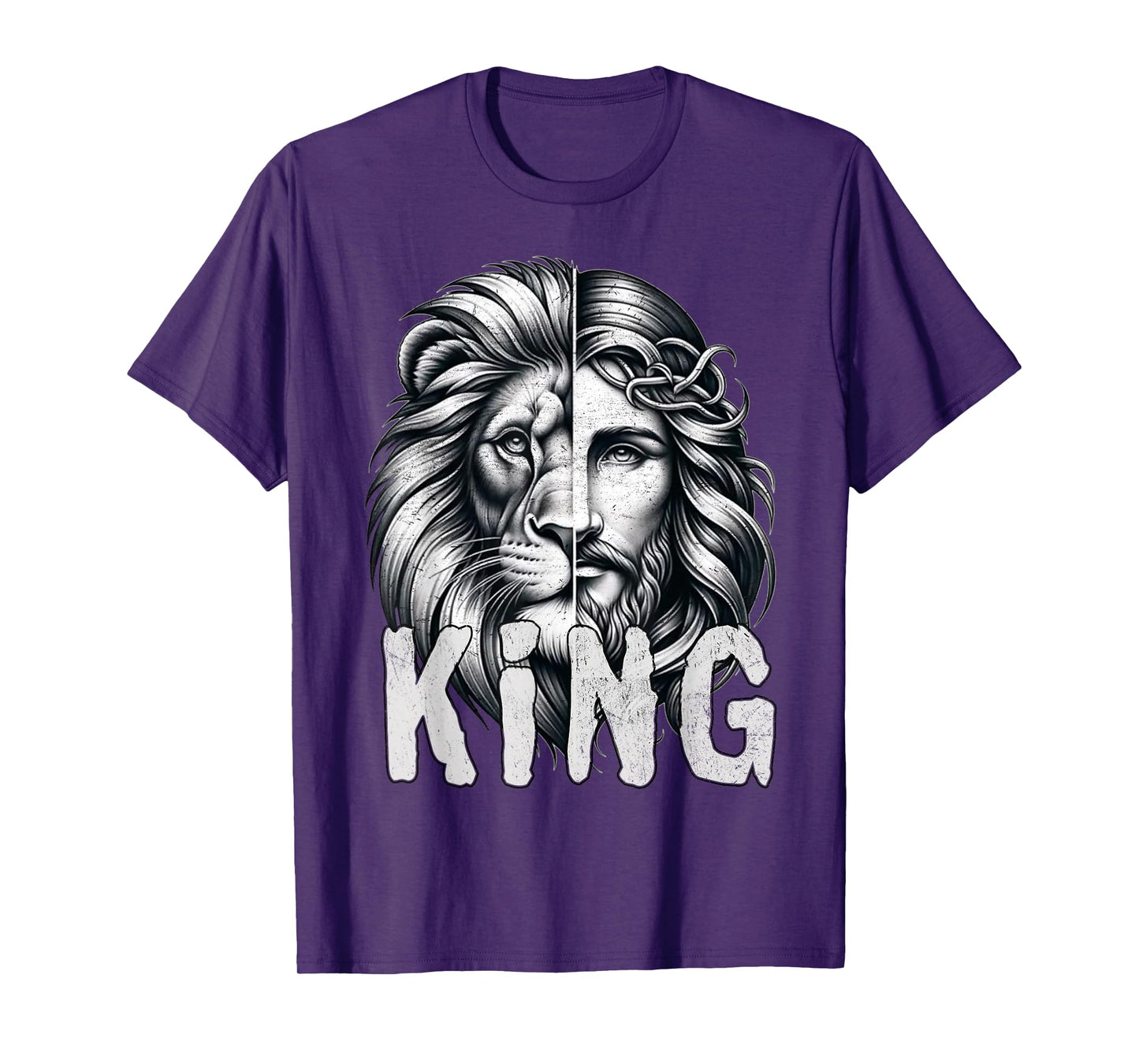 Lion and Jesus King Christian Faith Design T-Shirt