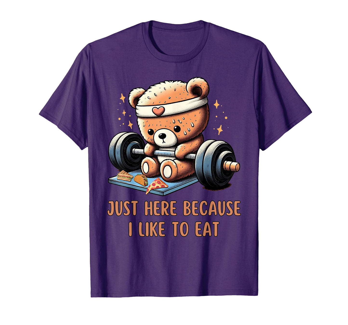 Funny Animal Teddy Bear Lifting Weights Gym Foodie Quotes T-Shirt