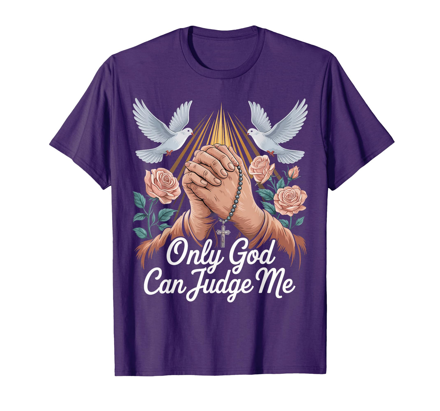 God Can Judge Me Prayer Hands Chicano Tattoo Doves T-Shirt