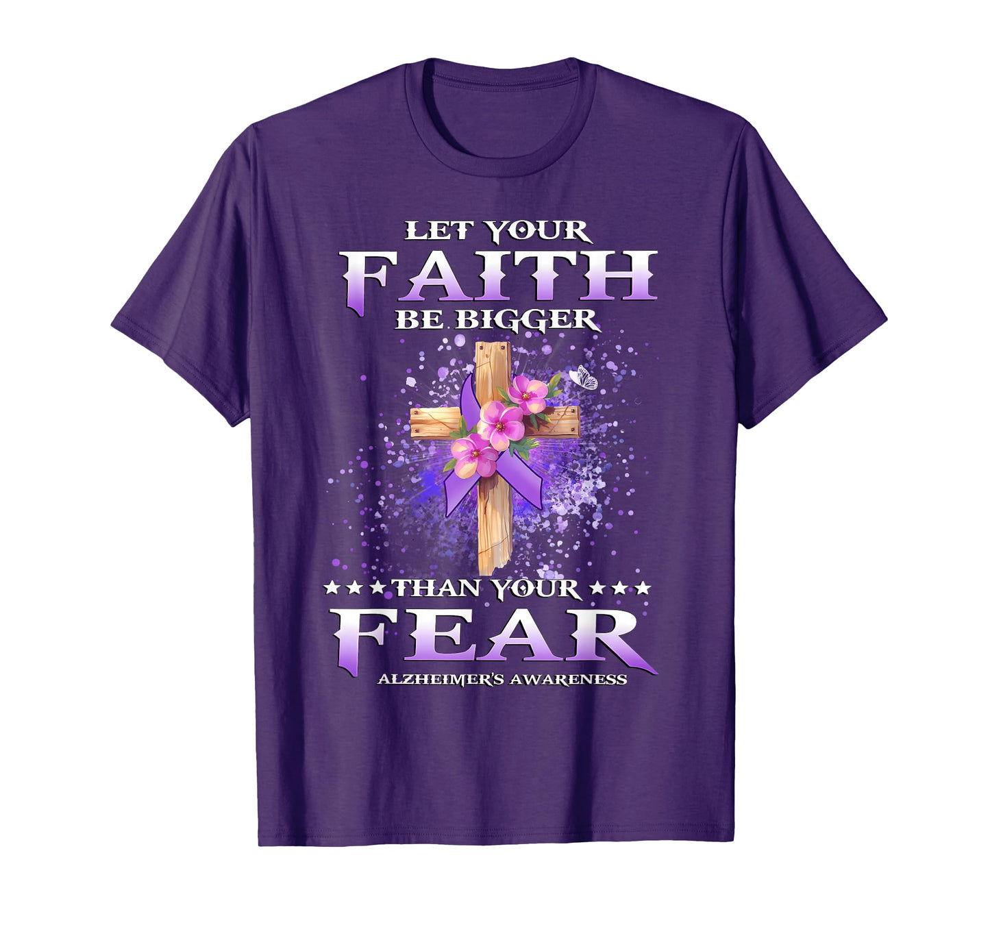 Faith Over Fear Alzheimer's Awareness Support Christian T-Shirt