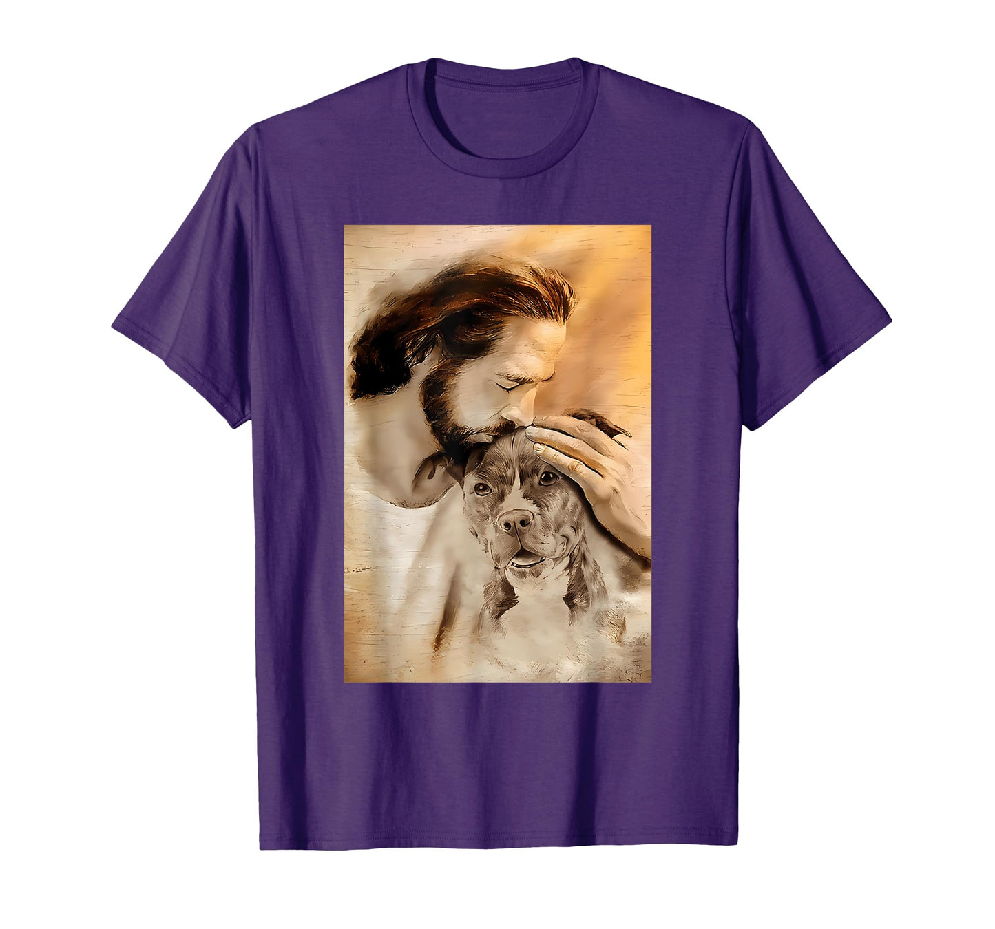 Funny Jesus With Lovely Pitbull For Pitbull Lover T-Shirt