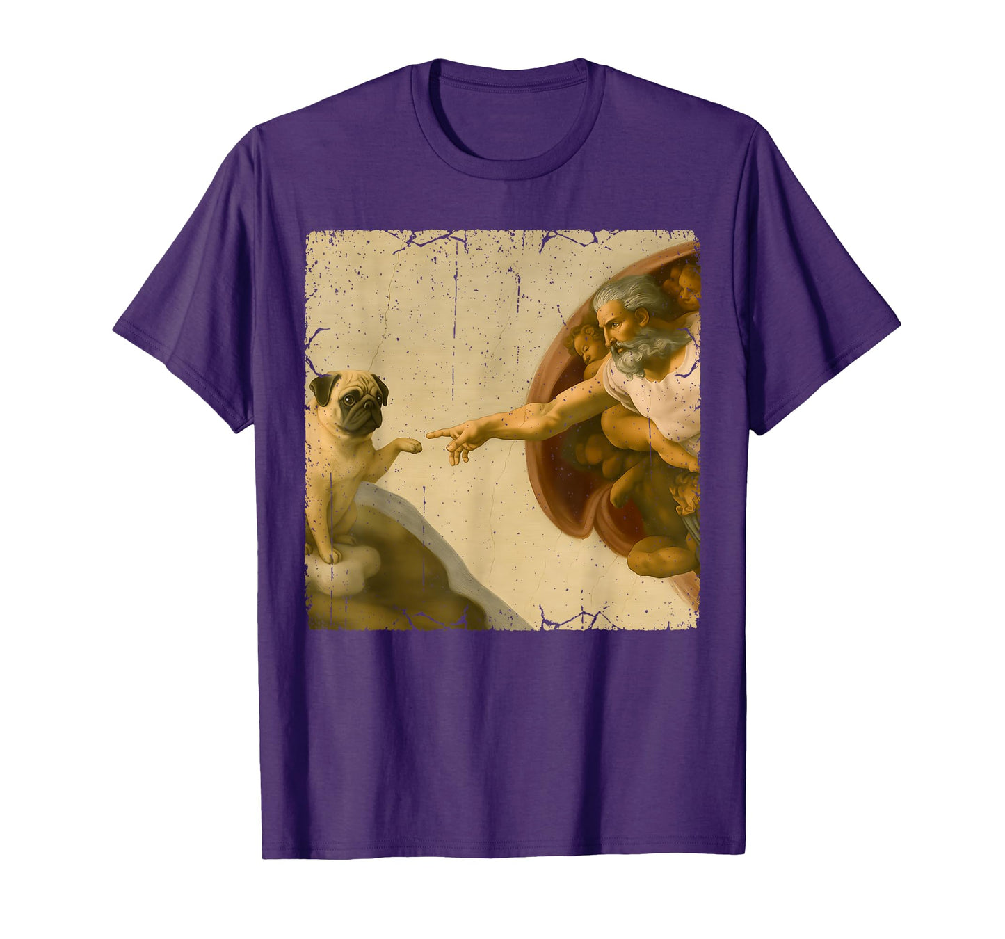 Pug Dog God Creation of Adam Meme Funny Memes T-Shirt
