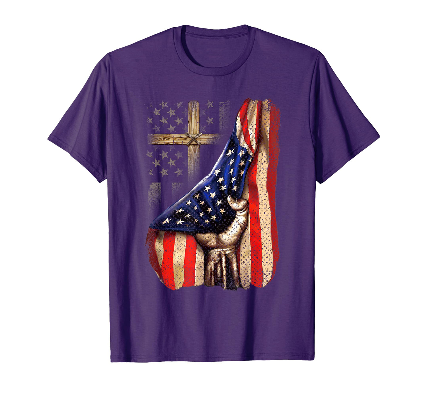Cross Christ American Flag Pride Hand Christian Lover T-Shirt
