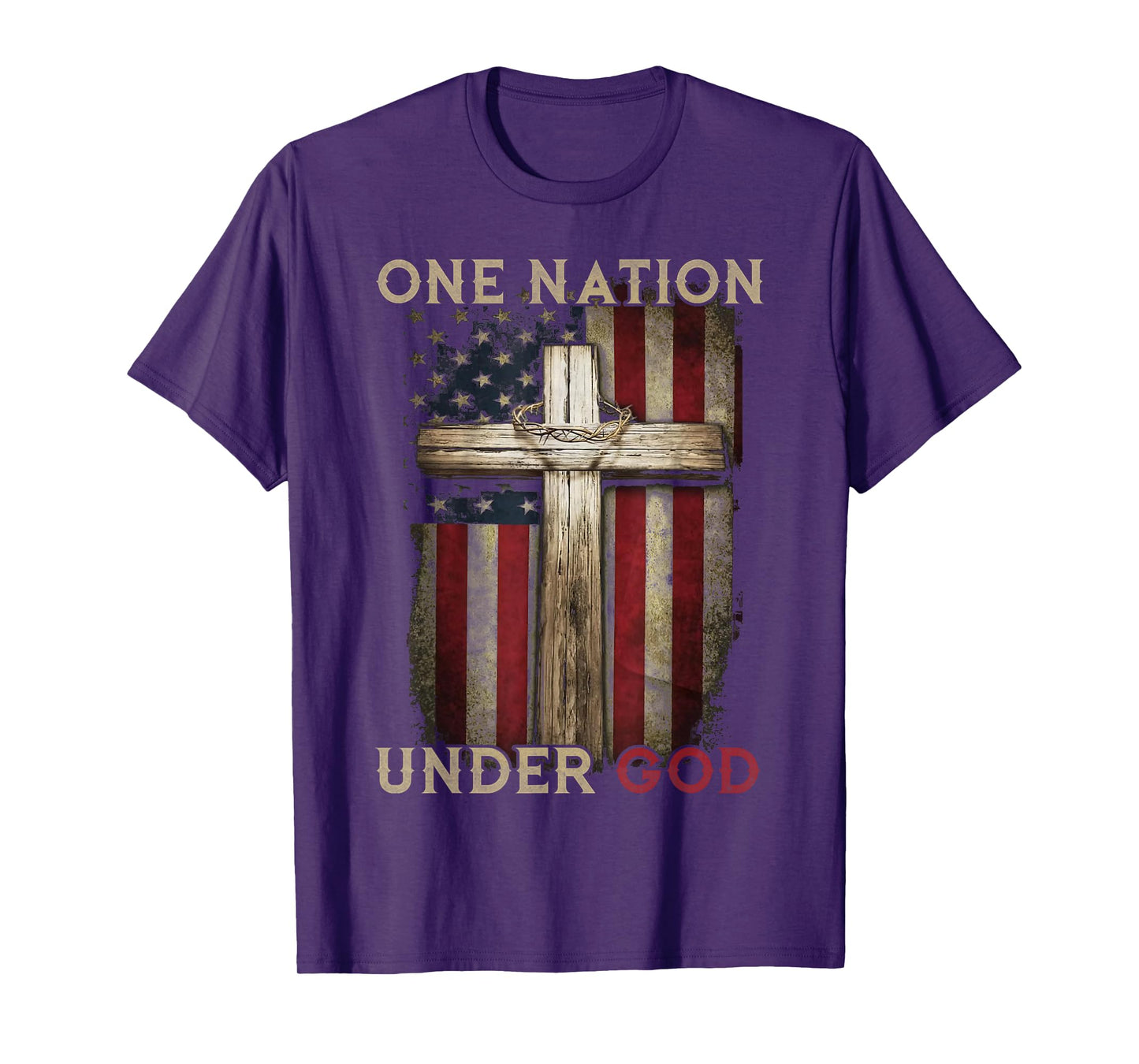 One Nation Under God US Flag 4th Of July Patriotic Christian Women Kids Men T-Shirt