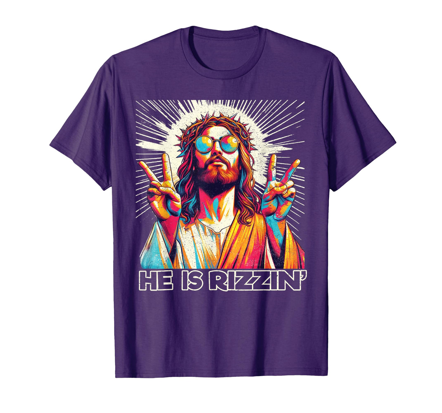Retro He Is Rizzin Funny Jesus Has Rizzen Easter Christian T-Shirt