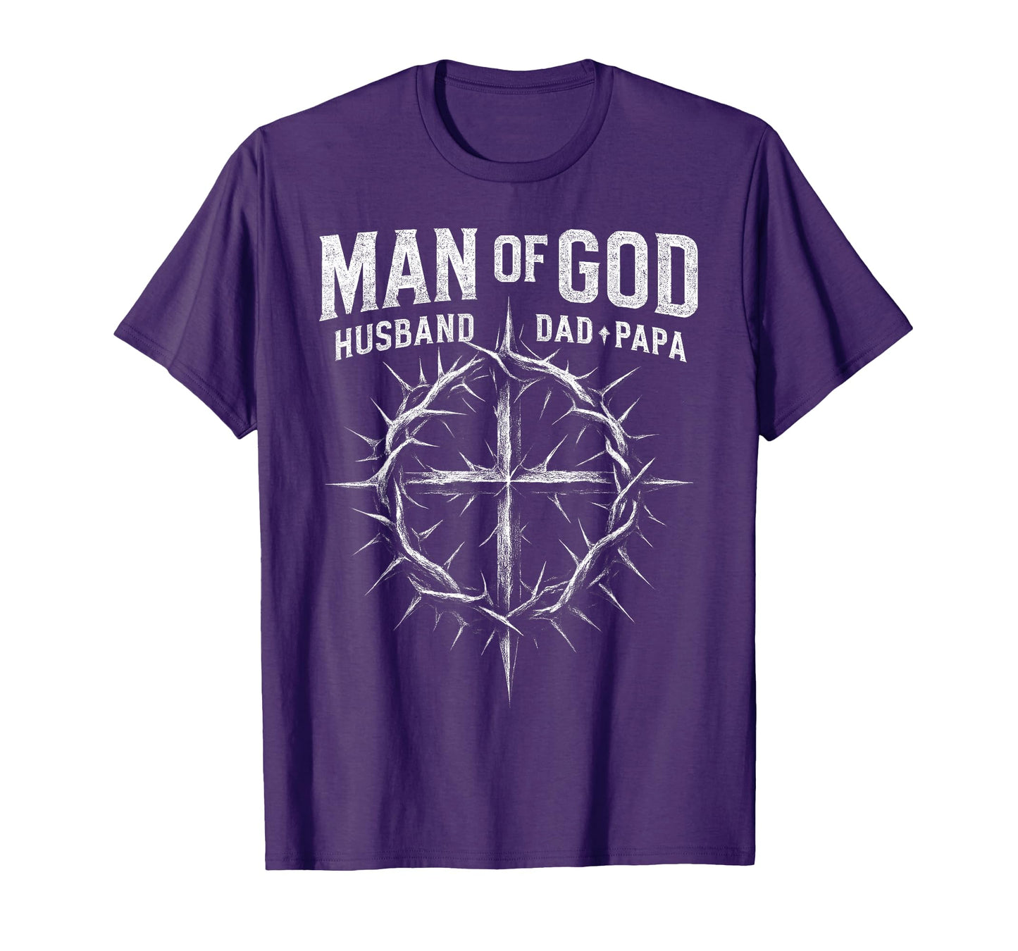 Man Of God Husband Dad Papa Cross Fathers Day Men Christian T-Shirt