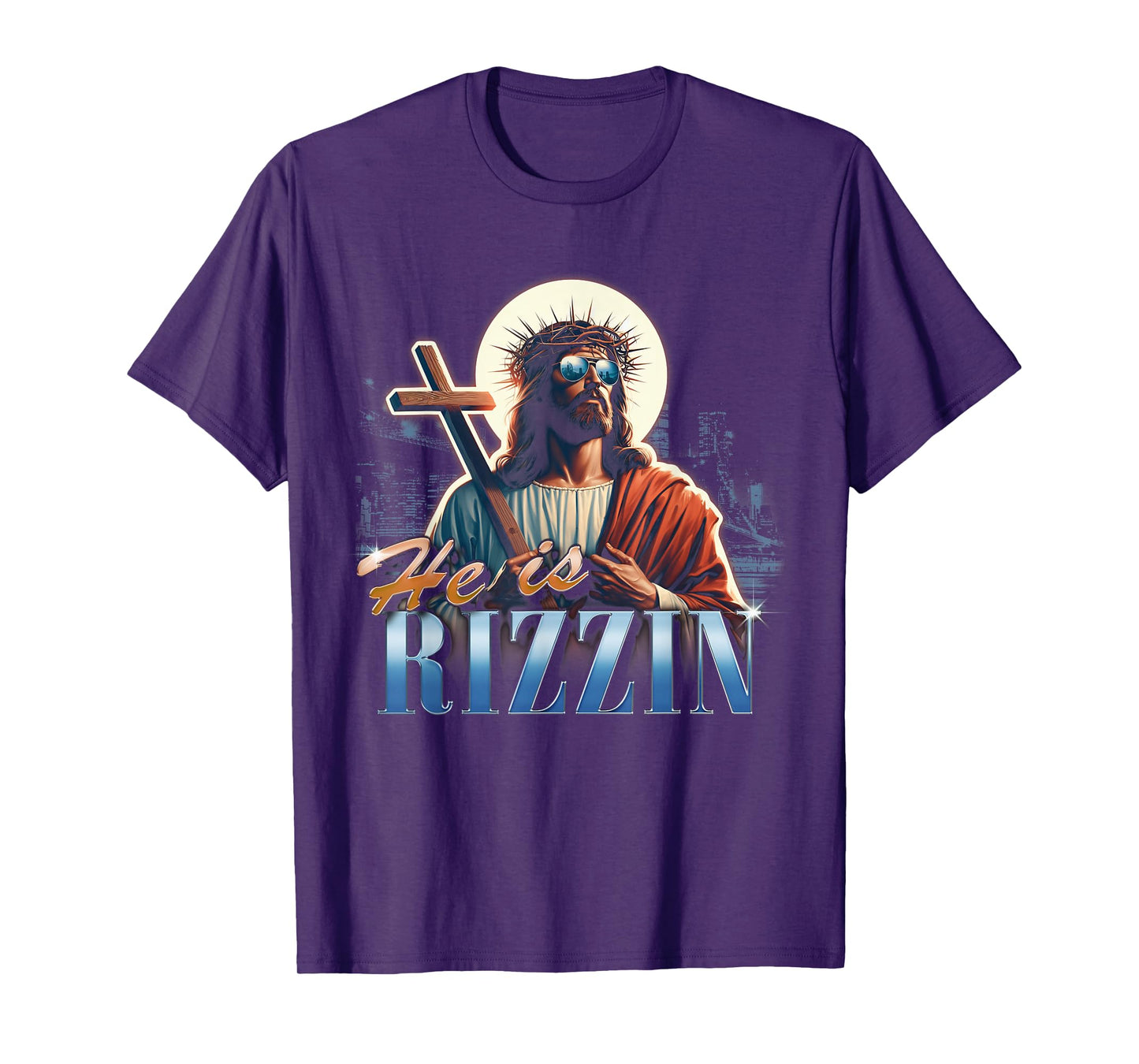 He Is Rizzin Funny Easter Jesus Meme Vintage Bootleg Rap 90s T-Shirt