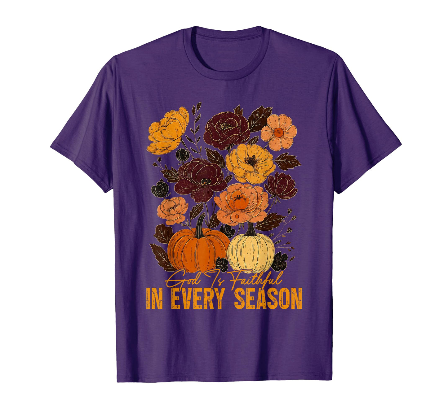 God is Faithful in Every Season Christian Fall Boho Floral T-Shirt