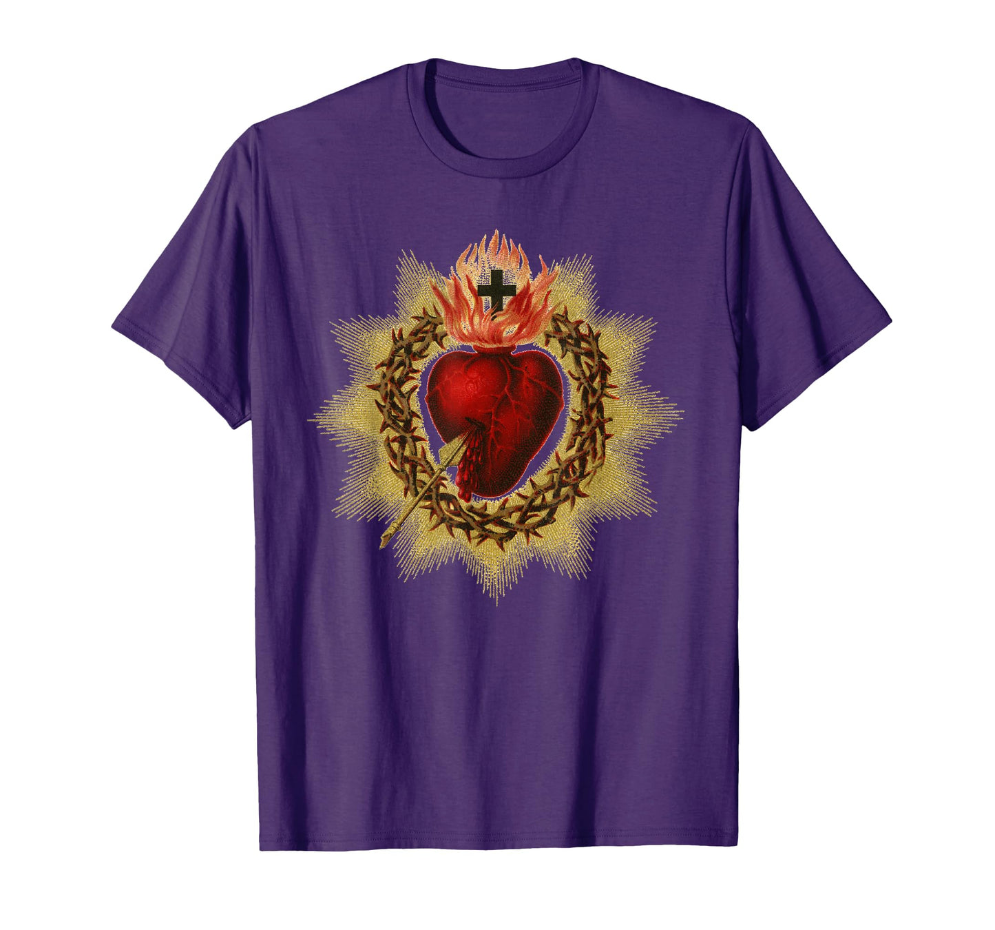 Sacred Heart in Crown of Thorns Catholic T-Shirt