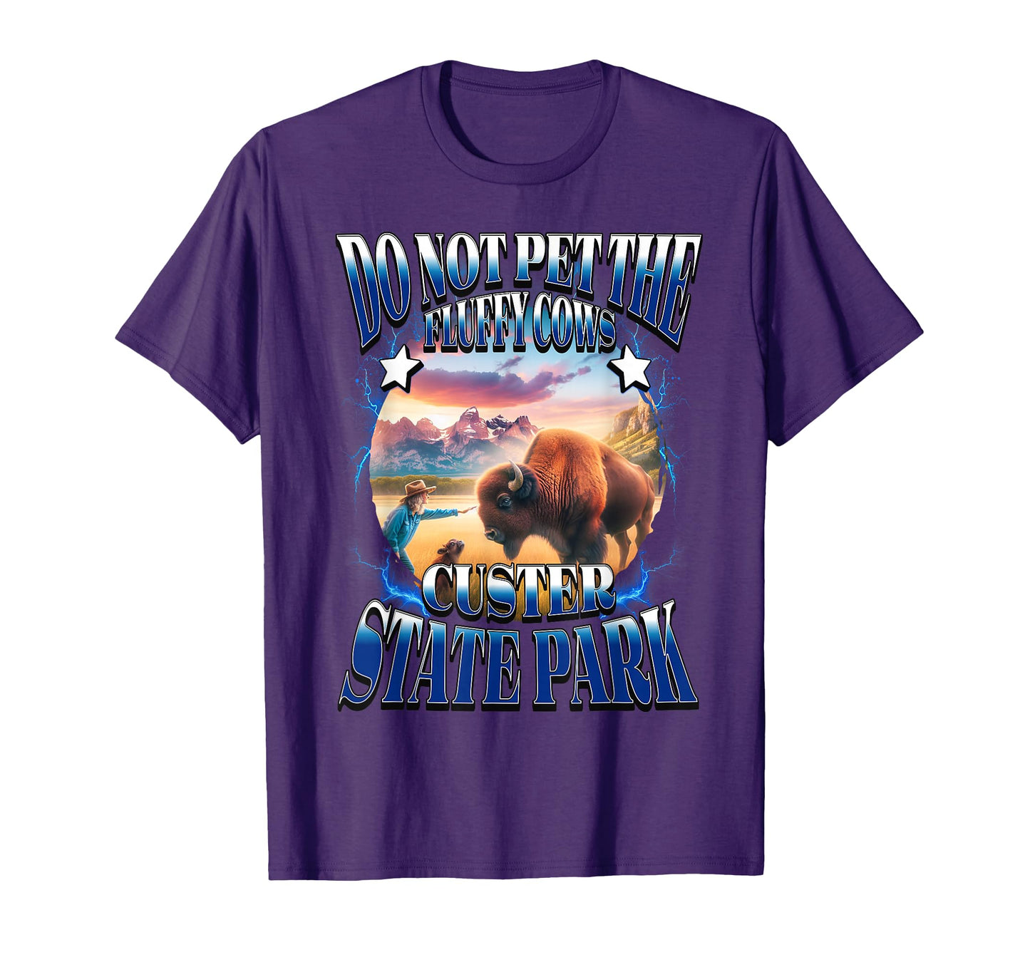 Do Not Pet The Fluffy Cows Custer State Park Funny Bison T-Shirt