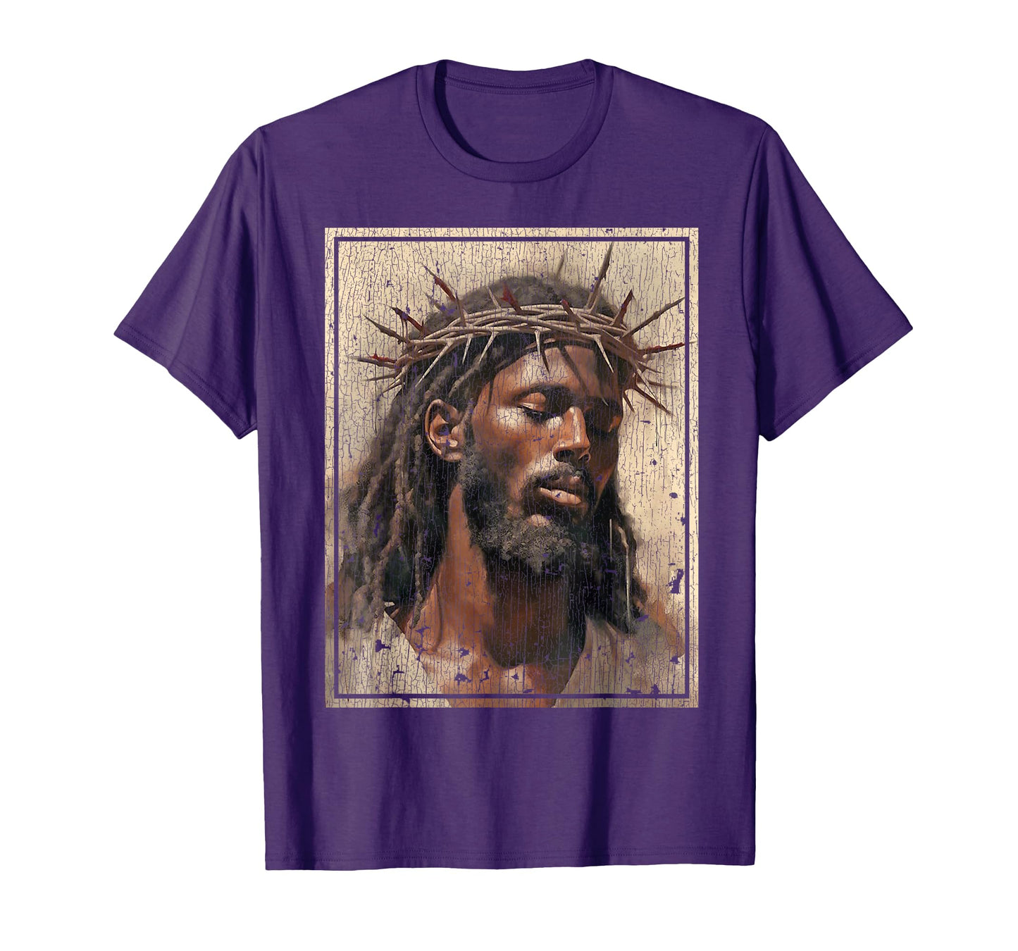 Black Jesus Shirt Face Of Jesus Cross With Crown Of Thorns T-Shirt