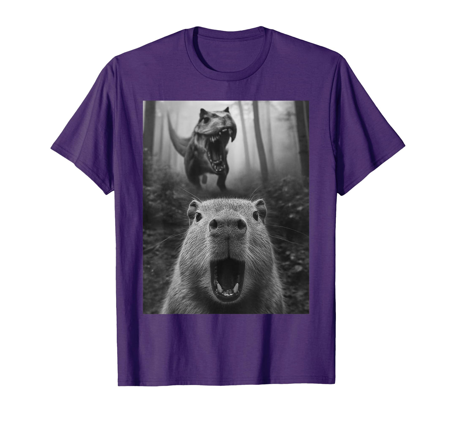 Capybara Capy TRex Dino Capybara Selfie With T-Rex Dinosaur T-Shirt