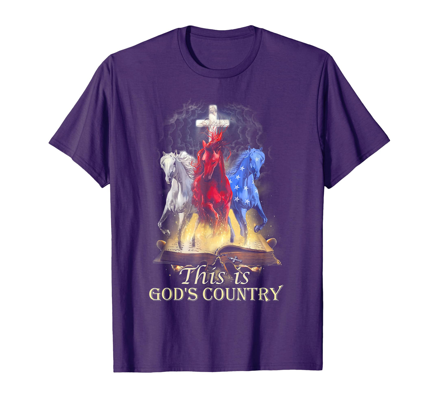 Cool Horses Running In Halo Of Bible This Is God‘s Country T-Shirt