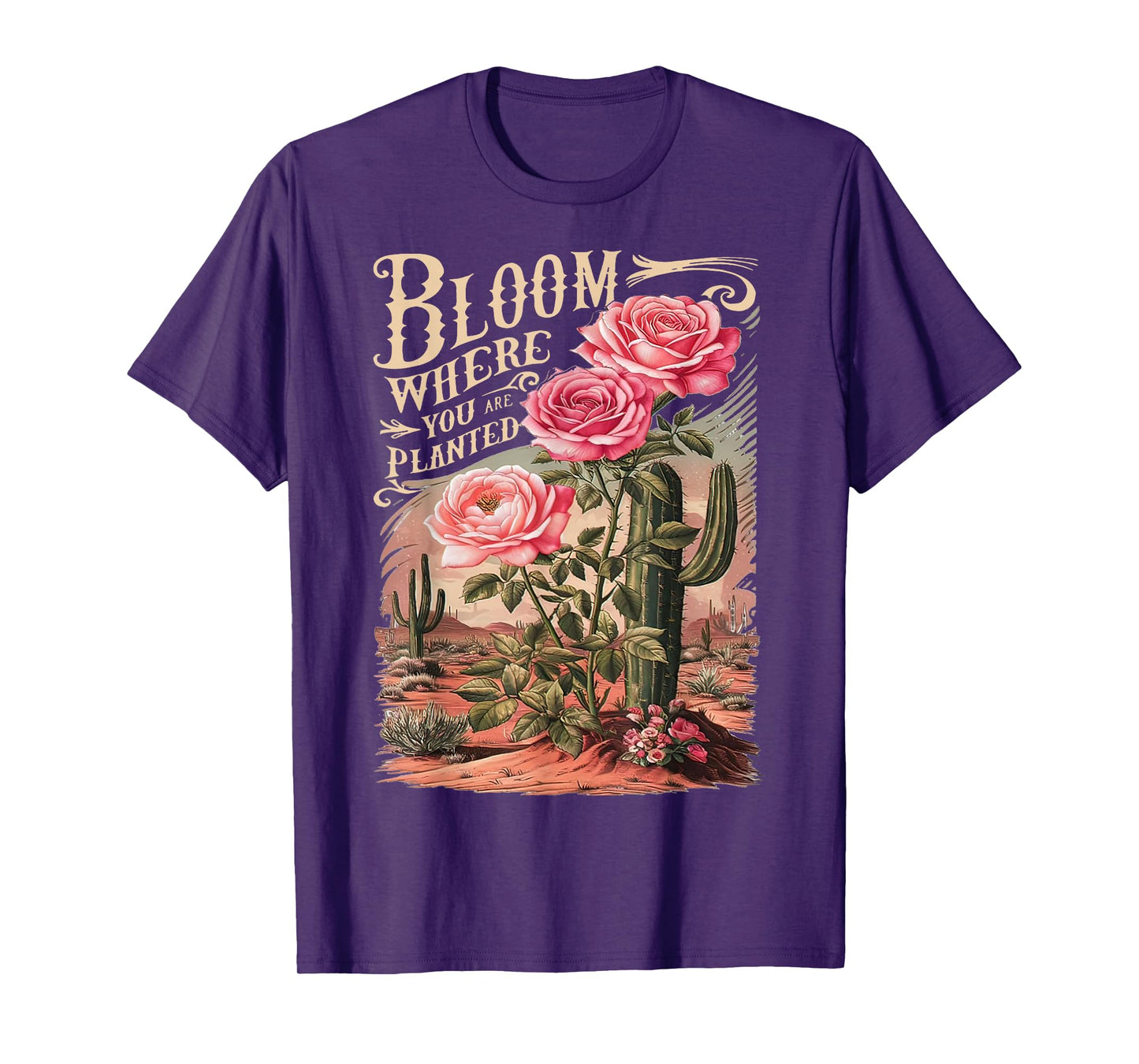 Bloom Where You Are Planted, Cute Flower Inspirational Quote T-Shirt
