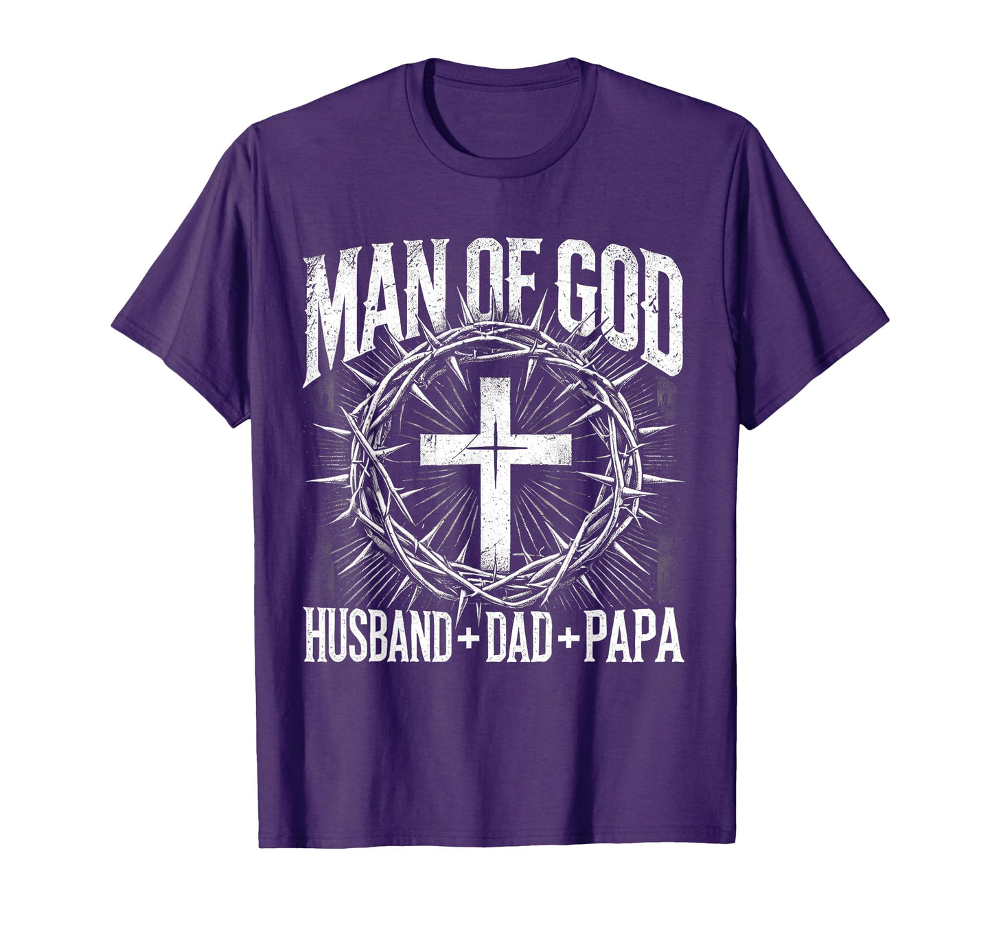 Man Of God Husband Dad Papa Cross Fathers Day Men Christian T-Shirt