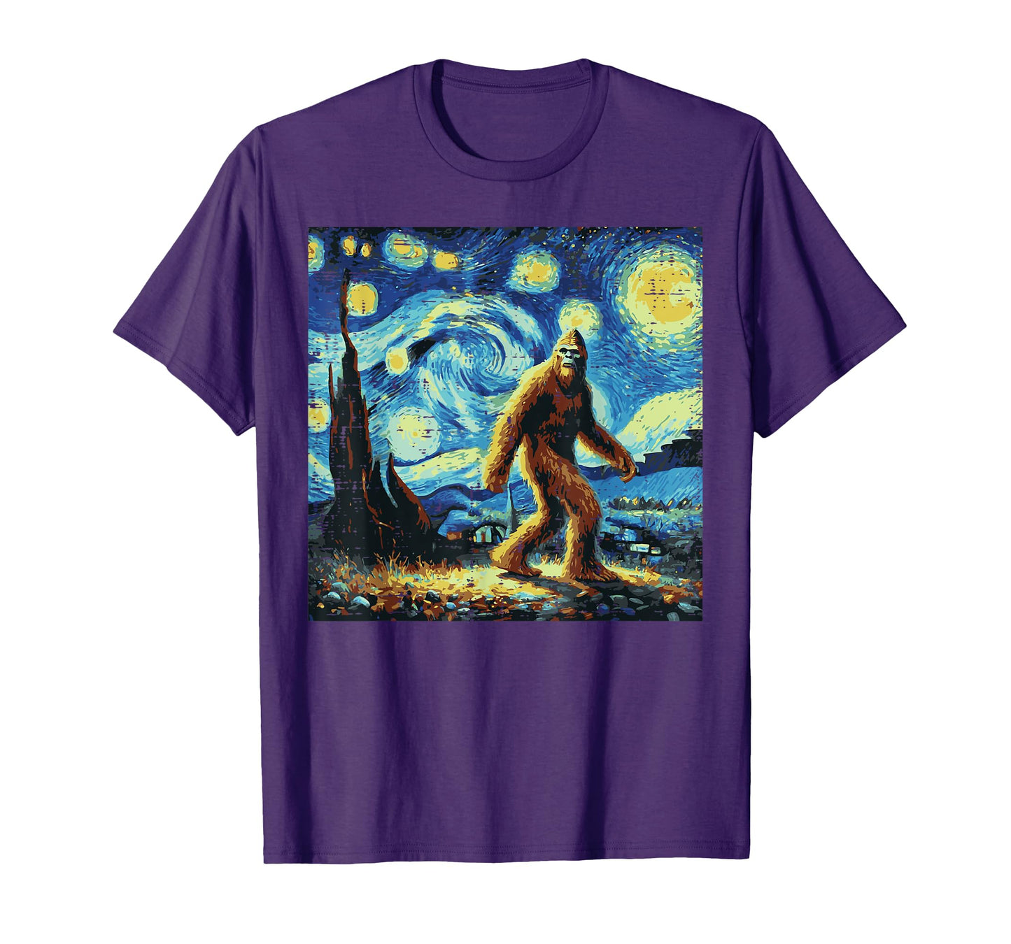 Bigfoot Sasquatch Starry Night Funny Meme Men Women Kids T-Shirt