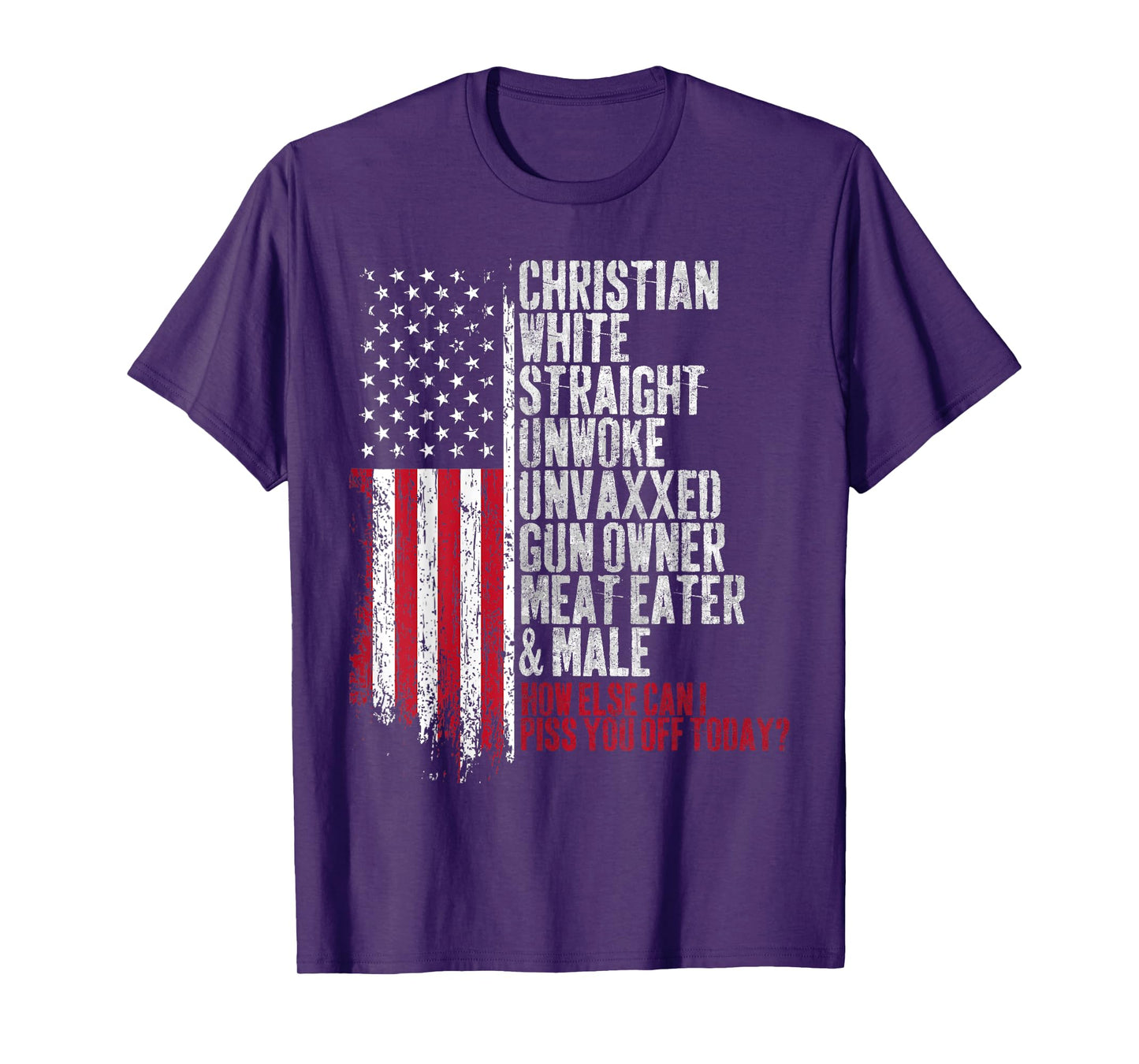 Christian White Straight Unwoke Unvaxxed Gun Owner T-Shirt