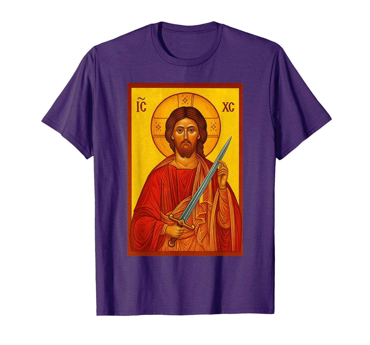 Jesus With A Sword - Christian Orthodox Icon T-Shirt