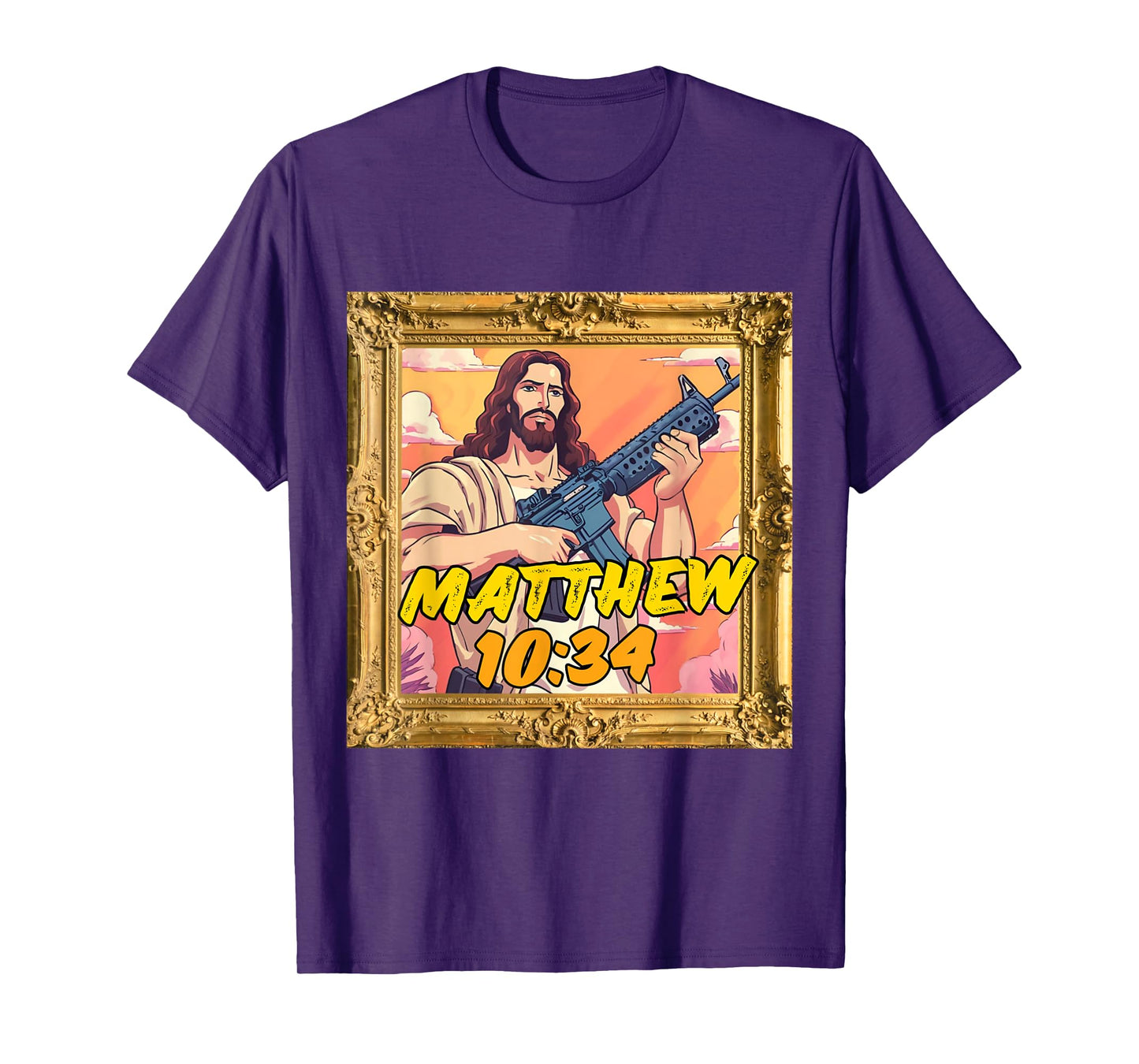 Matthew 10:34 Jesus with Rifle Christian Warrior Tee T-Shirt