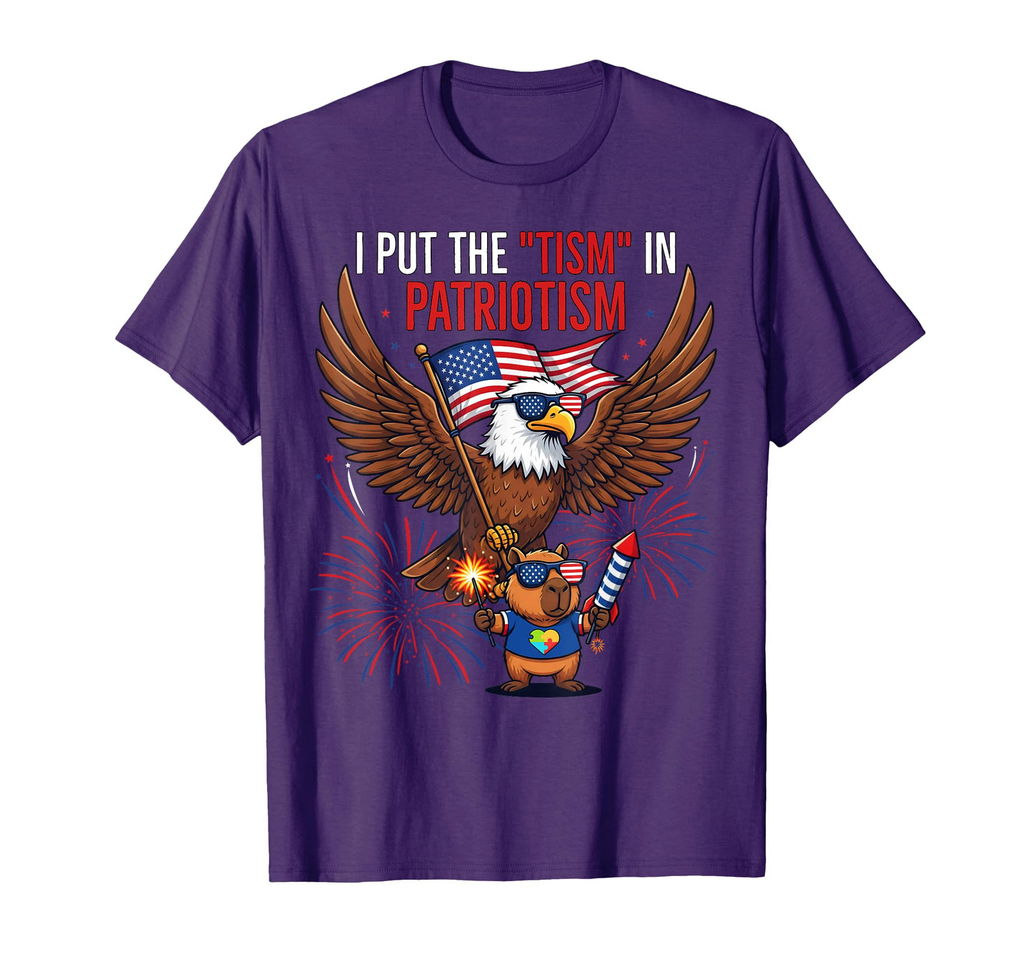 I Put The Tism in Patriotism Athletic Eagle Tism Funny T-Shirt