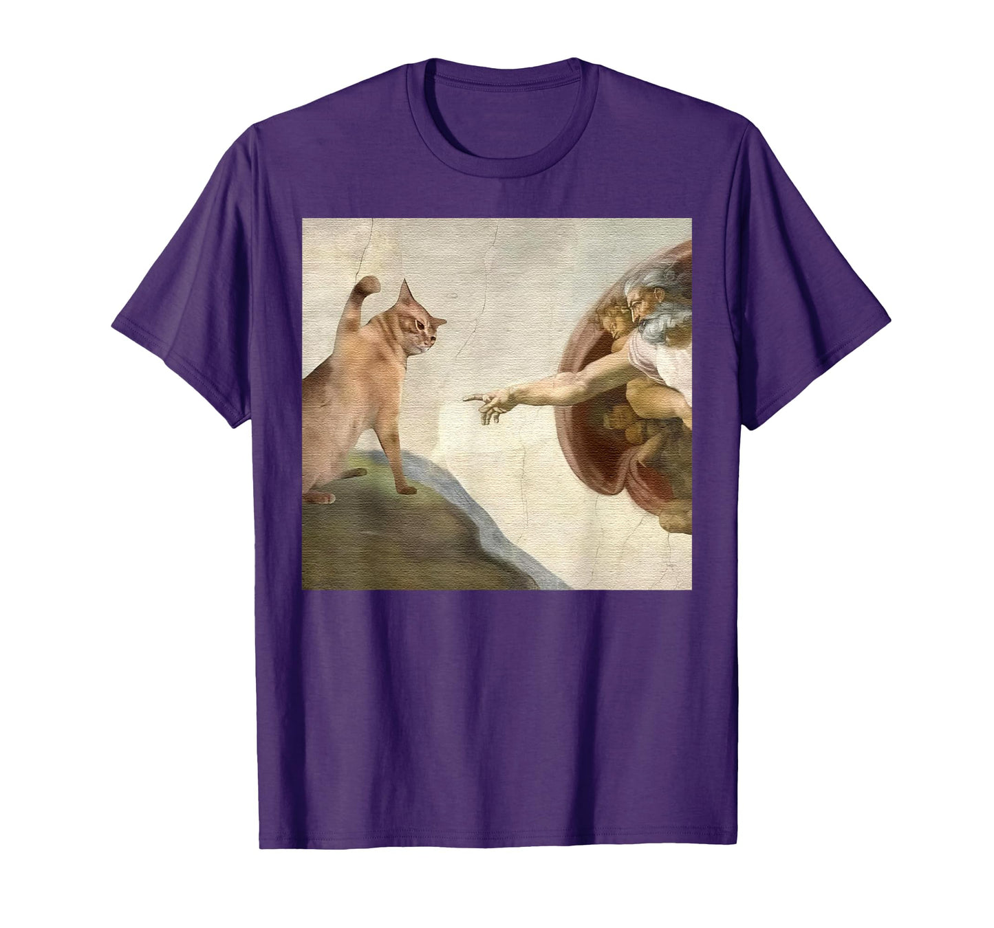 The Divine Swipe Funny Cat Swatting God's Hand Parody Cat T-Shirt