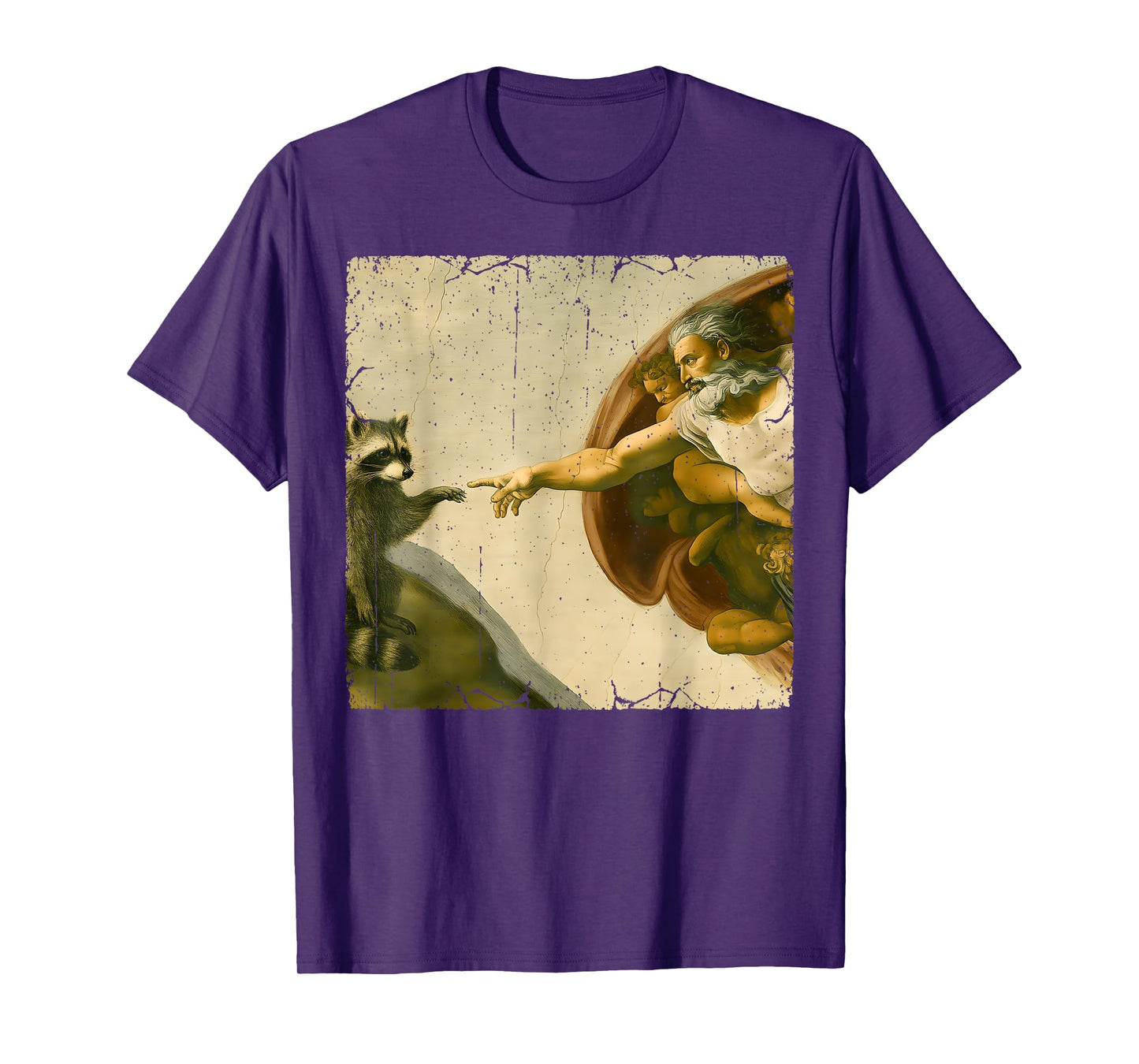 Raccoon God Creation of Adam Meme Funny Memes T-Shirt