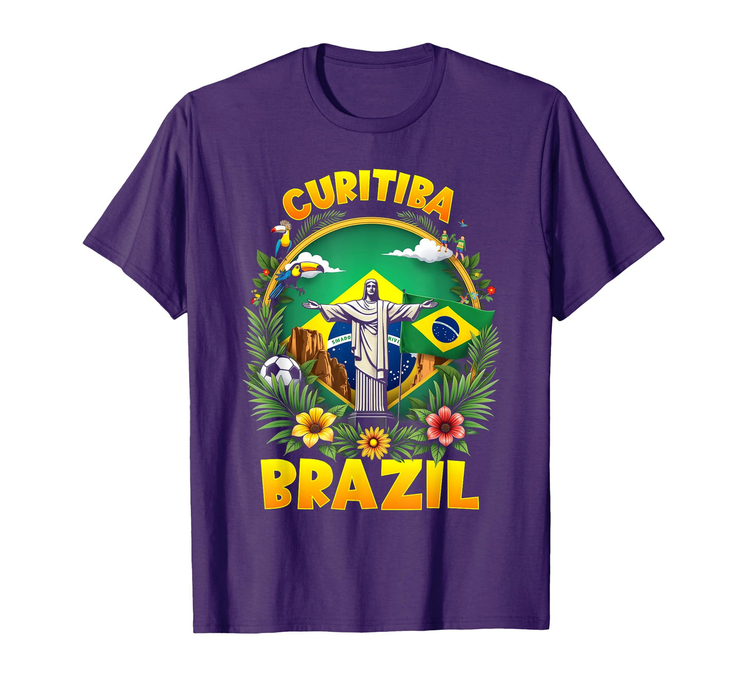 Curitiba Brazil Christ The Redeemer Brazilian Flag T-Shirt