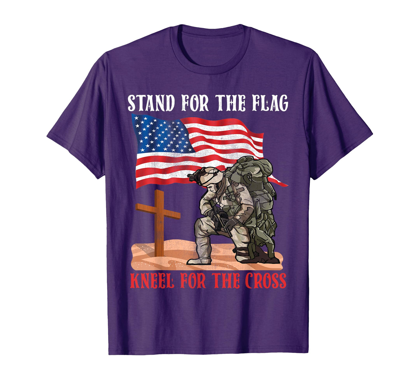 Stand for The Flag Kneel for The Cross Patriotic Christian T-Shirt