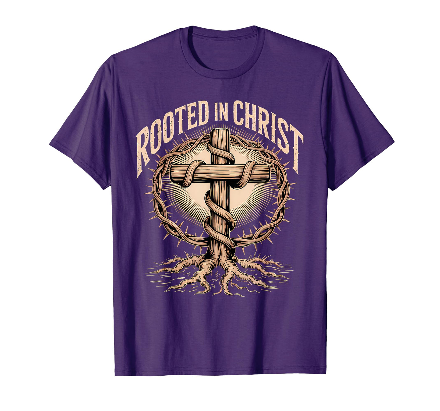 Rooted in Christ Jesus Cross Christian Faith T-Shirt