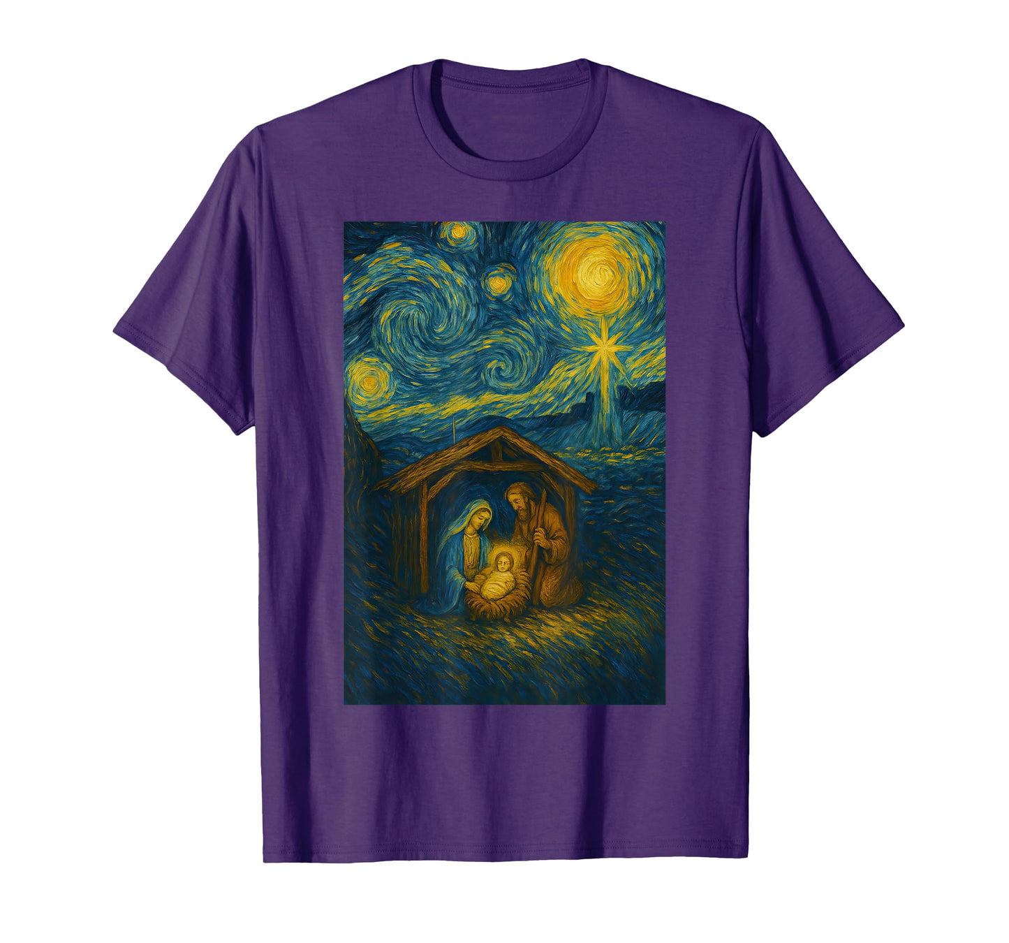 Starry Night Nativity Christmas Night Scene Star Bethlehem T-Shirt