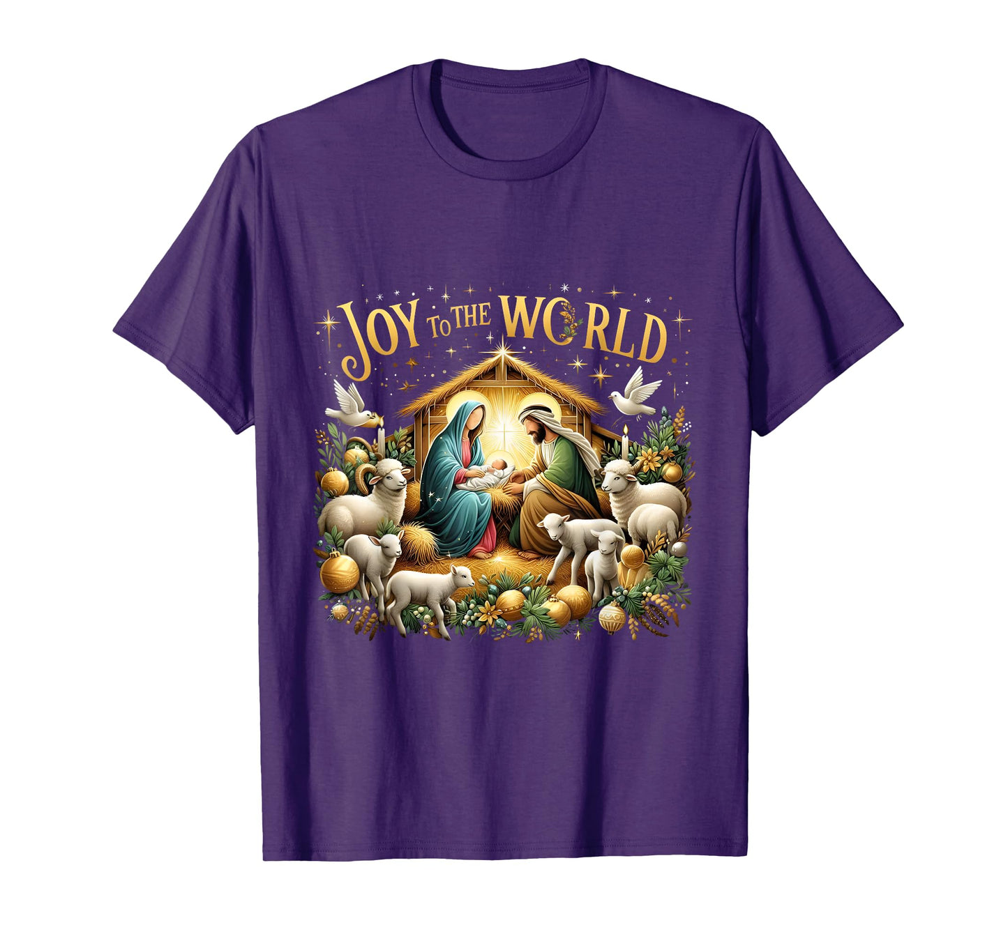 Christmas Nativity Christian Birth Of Jesus Joy To The World T-Shirt