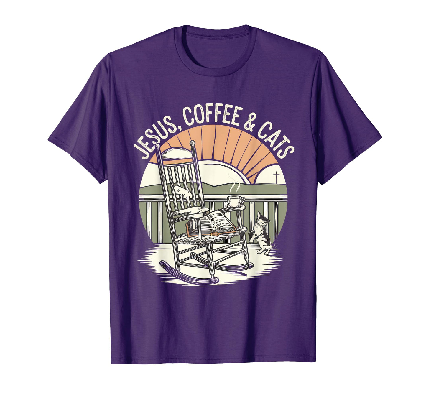 Jesus Coffee Cats Funny Cute Design Jesus Lovers Christian T-Shirt