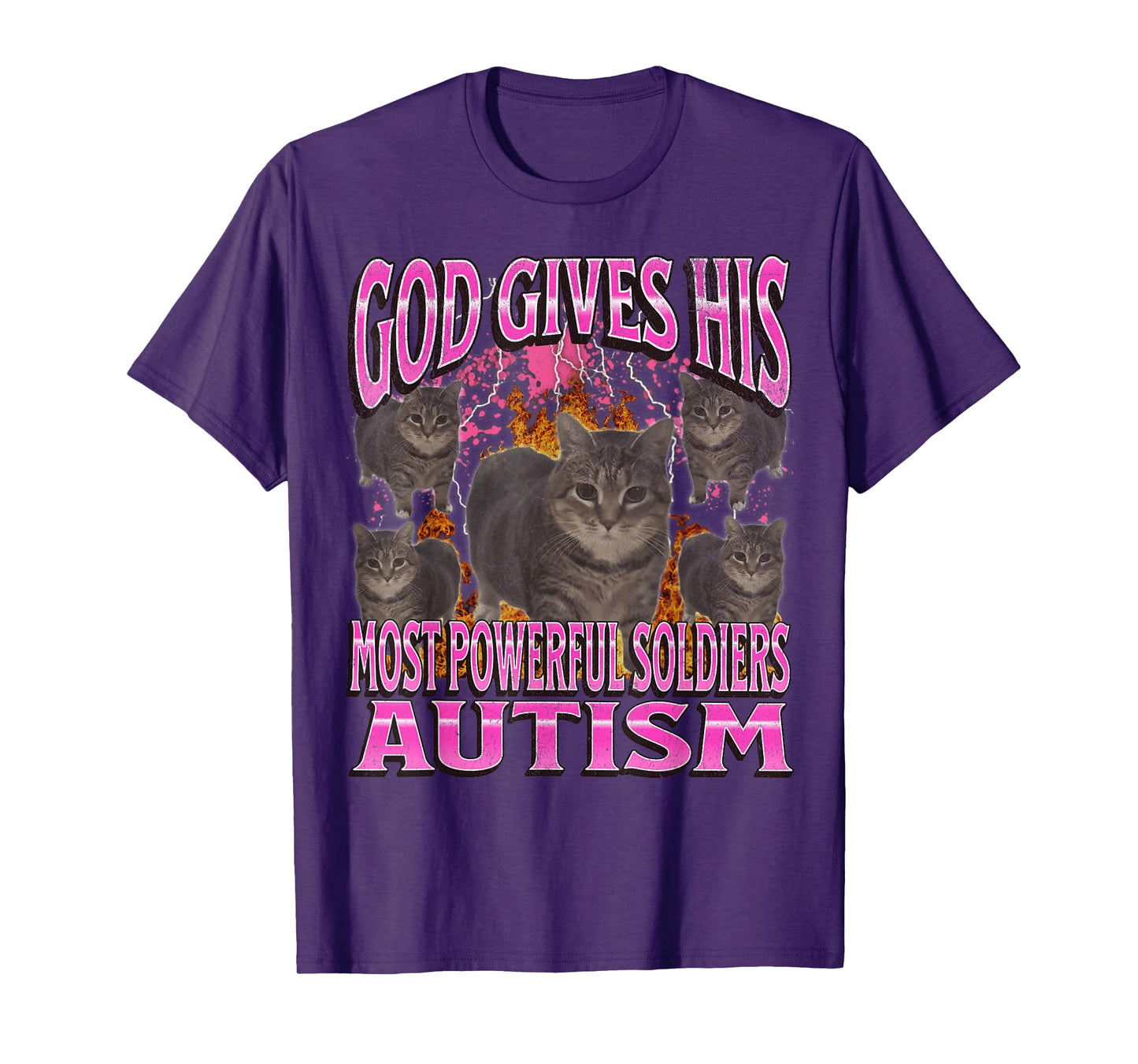 God Gives His Most Powerful Autism Funny Cat Meme Bootleg T-Shirt