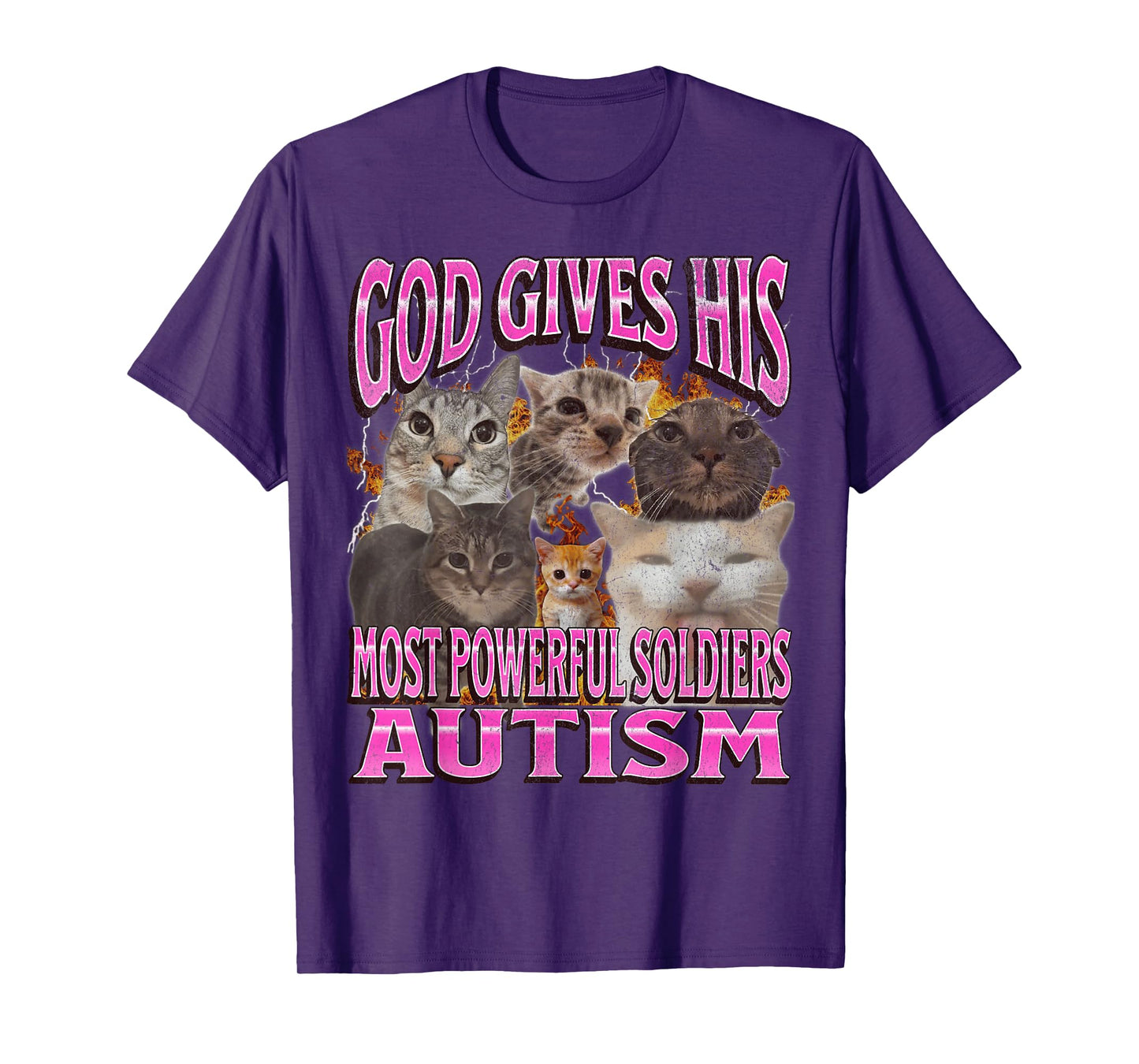 God Gives His Most Powerful Autism Funny Cat Meme Bootleg T-Shirt for Men Women