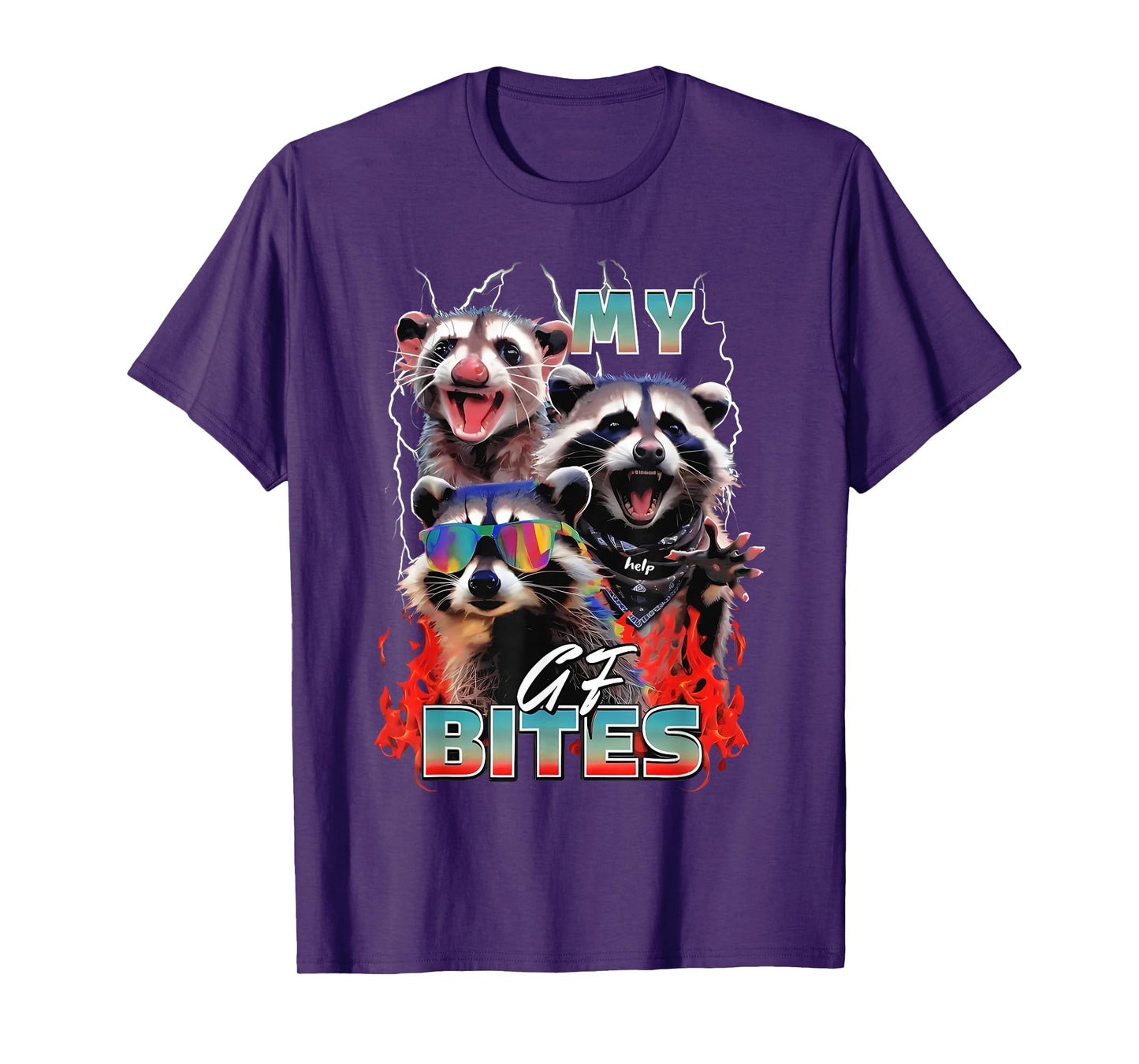 My Gf Bites Raccoon Funny My Girlfriend Bites T-Shirt