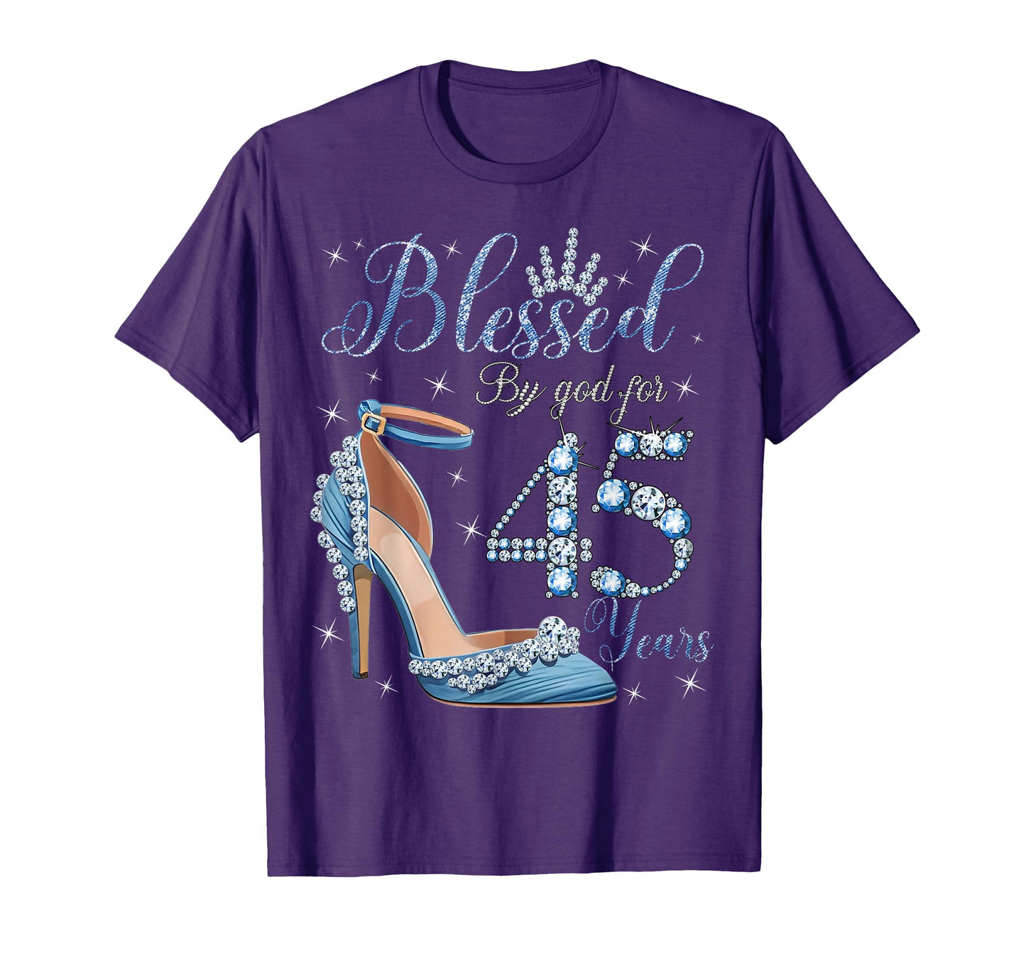Blessed By God For 45 Years High Heels Denim Womens Birthday T-Shirt
