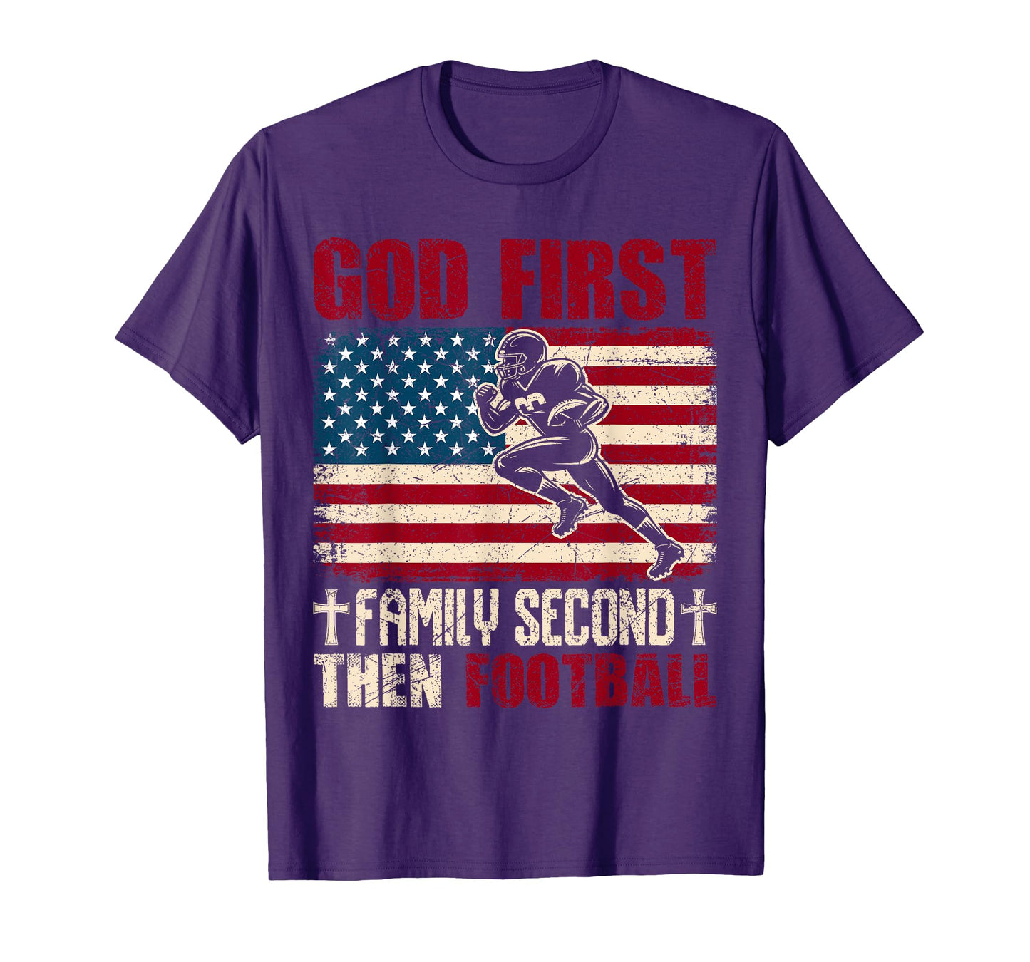 God First Family Second Then Football Christian Sports Fan T-Shirt