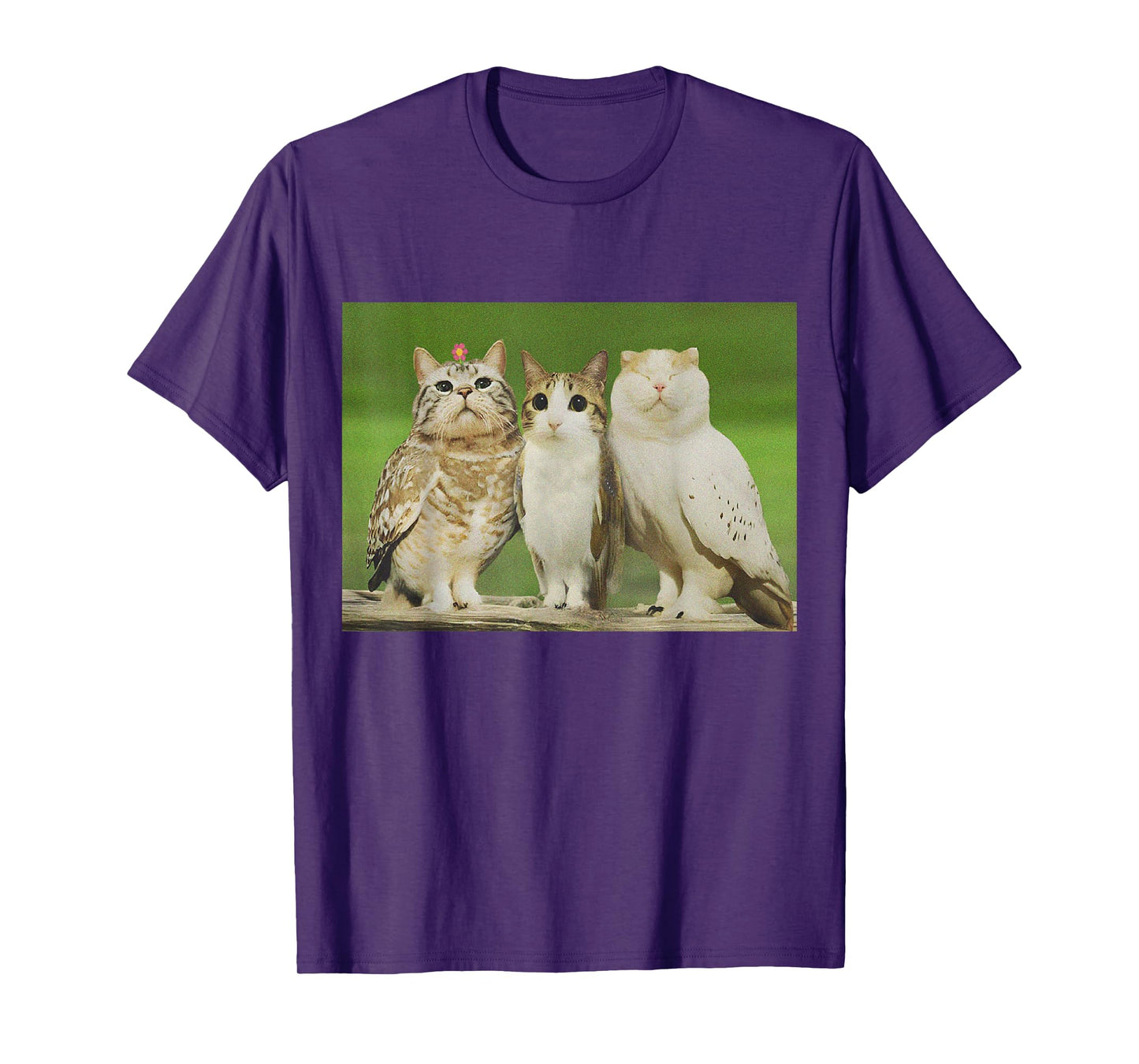 Meowl Trio Cat Owl Funny Cursed Internet Trendy Meme T-Shirt