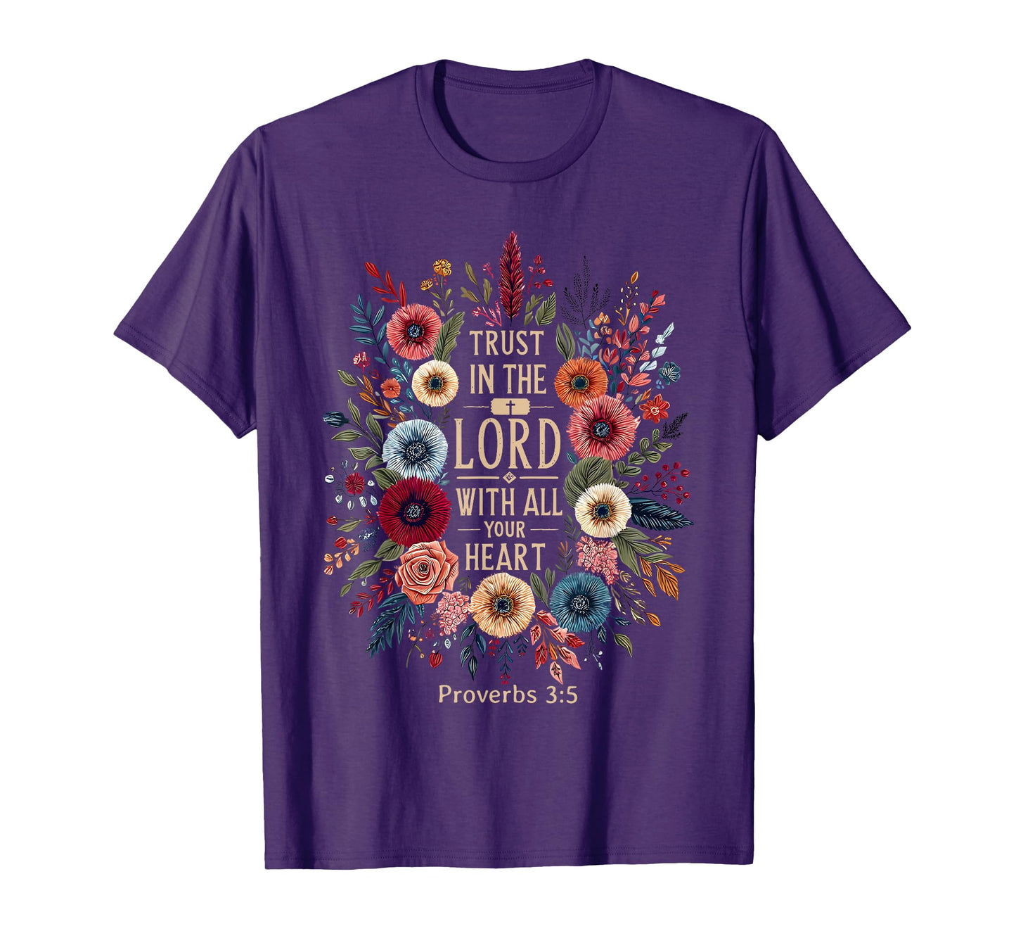 Trust in The Lord Religious Retro Floral Christian Faith T-Shirt