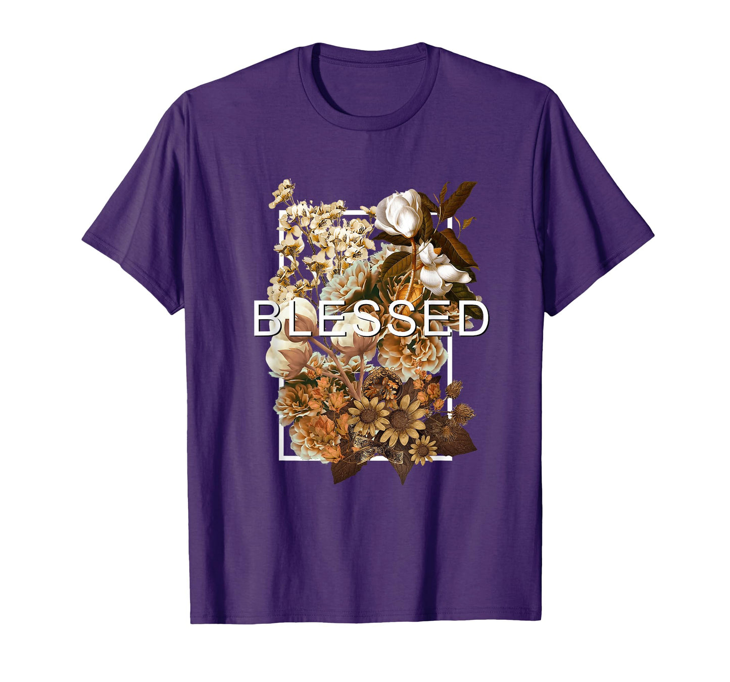 Brown Blessed & Blooming Brown Color Graphic T-Shirt