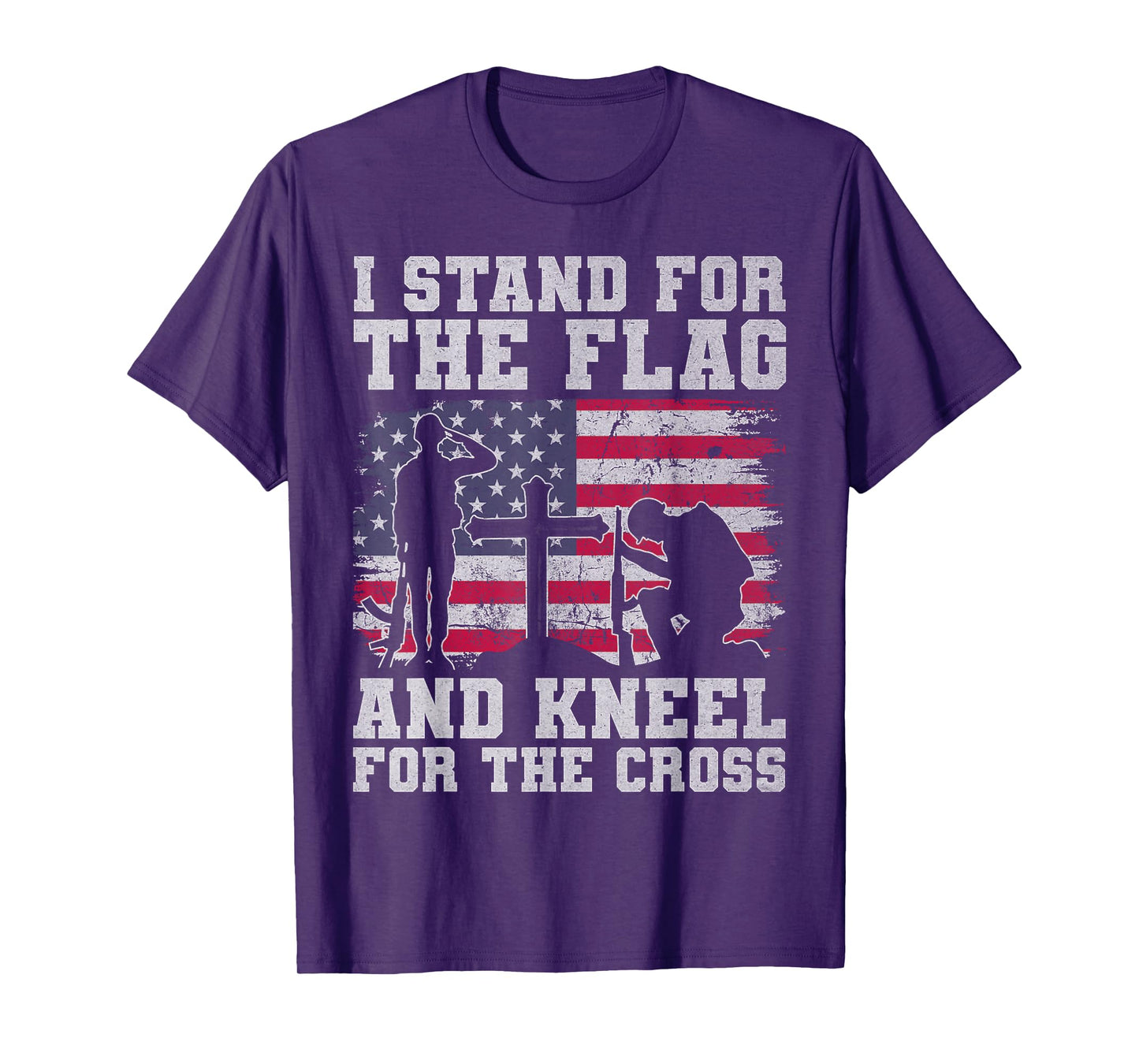 I Stand For The Flag And Kneel For The Cross Veteran US Flag T-Shirt