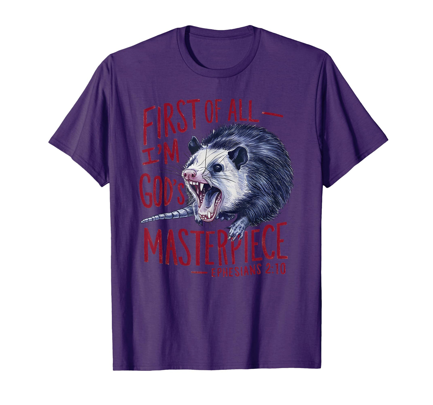 Raccoon First Of All I'm God's Masterpiece Funny Saying T-Shirt