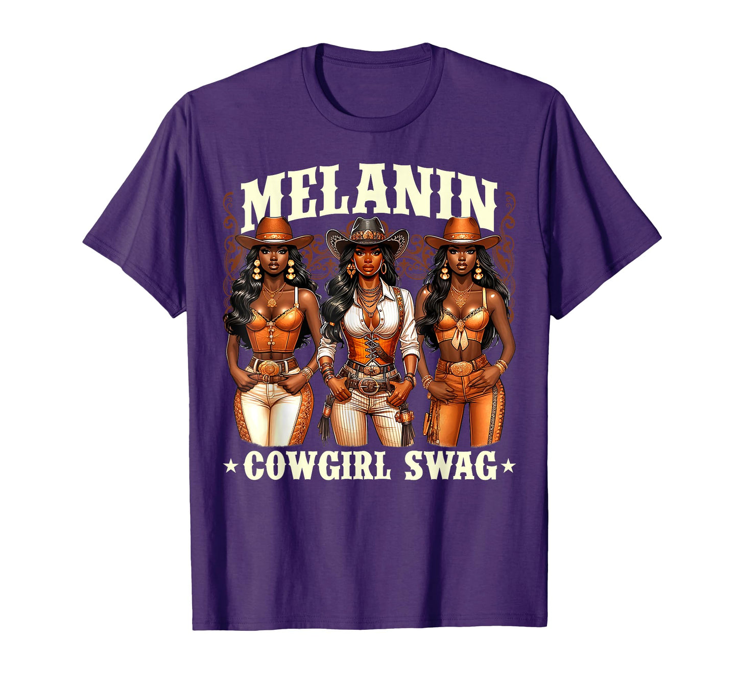 Melanin Cowgirls African Melanin Cowgirl Swag Black History T-Shirt